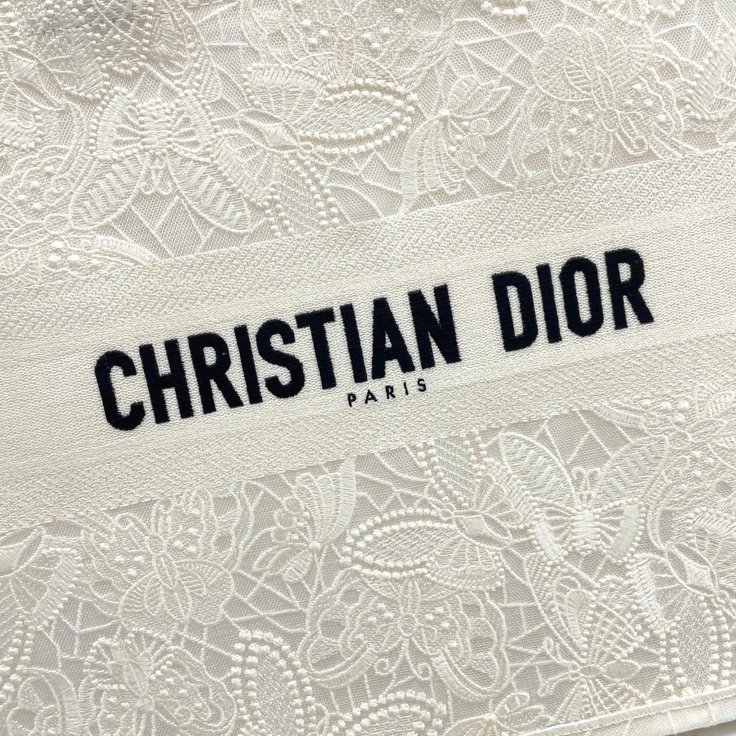Christian Dior Large Book Tote - White Tone-on-Tone Embroidered Canvas