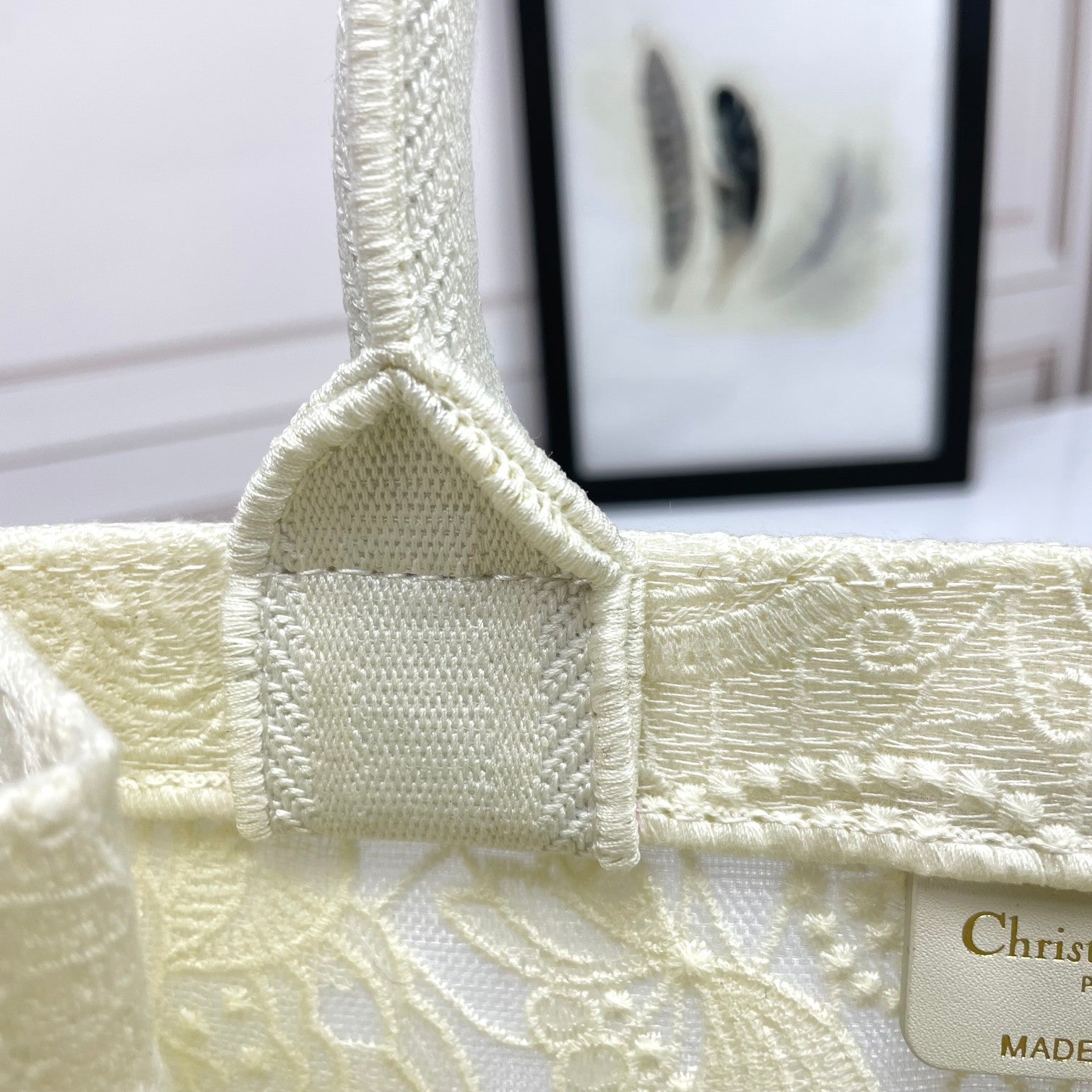 Christian Dior Large Book Tote White Embroidered Canvas Handbag