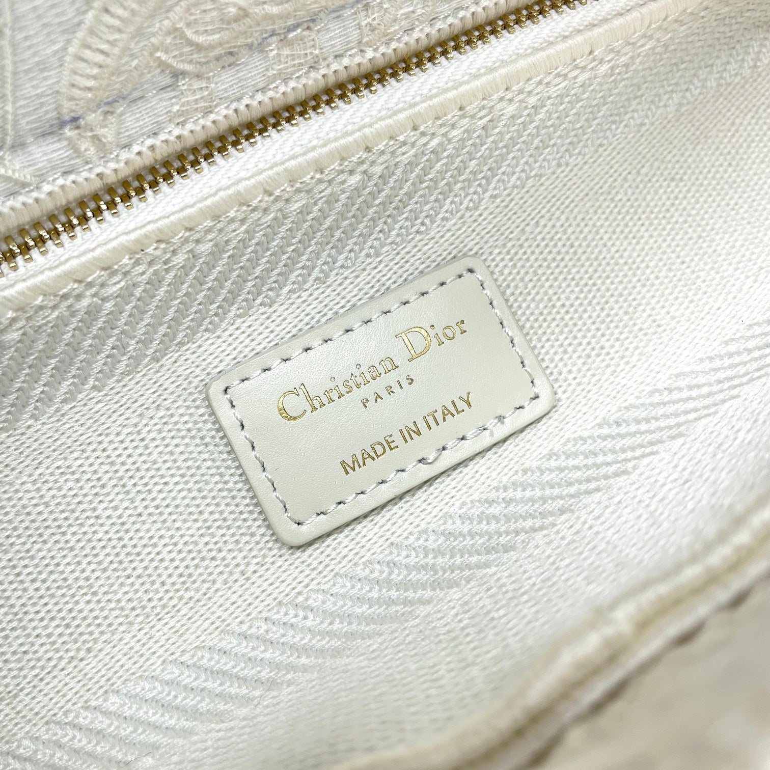 Christian Dior Lady D-Lite White Paisley Embroidered Handbag