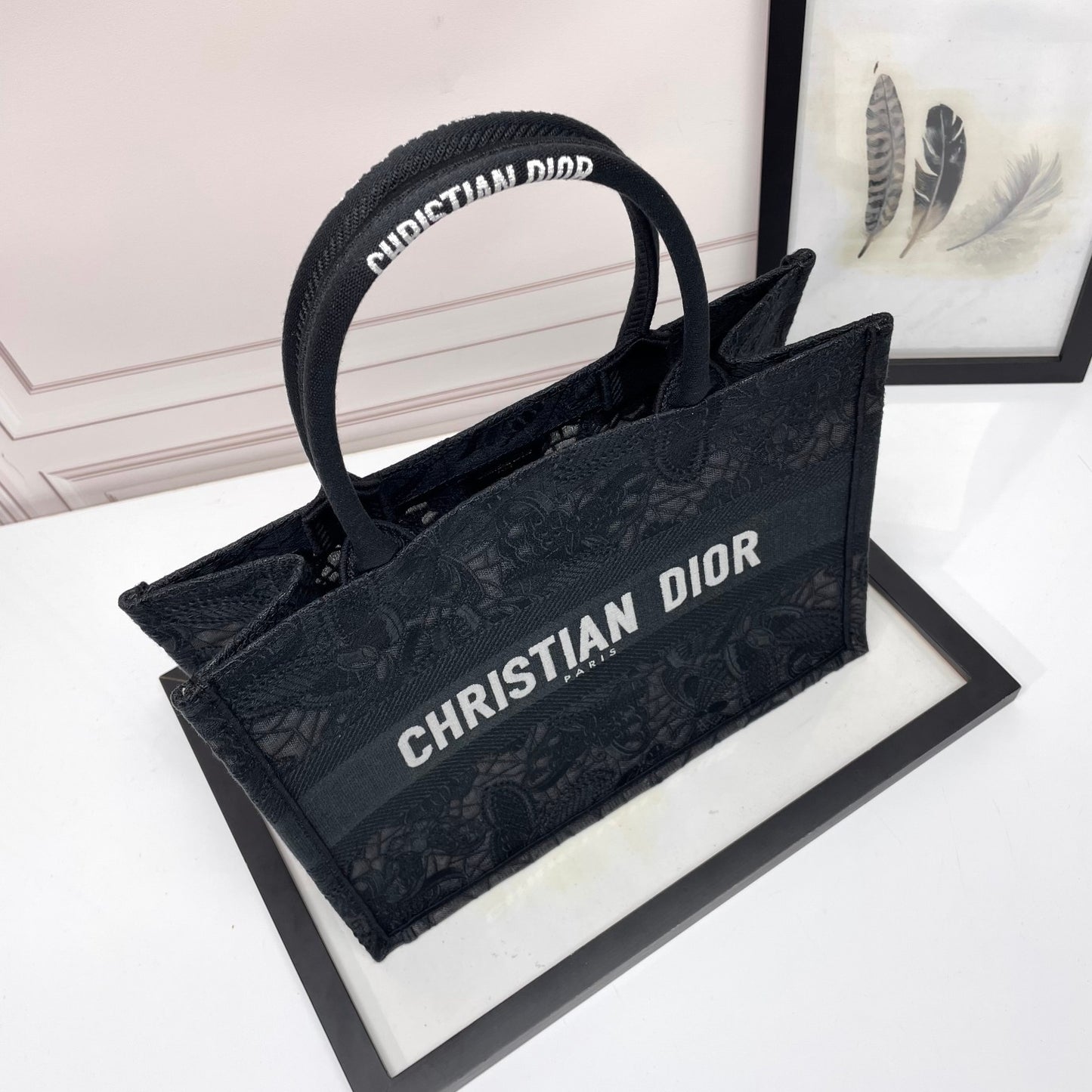 Christian Dior Book Tote Black Embroidered Canvas Bag