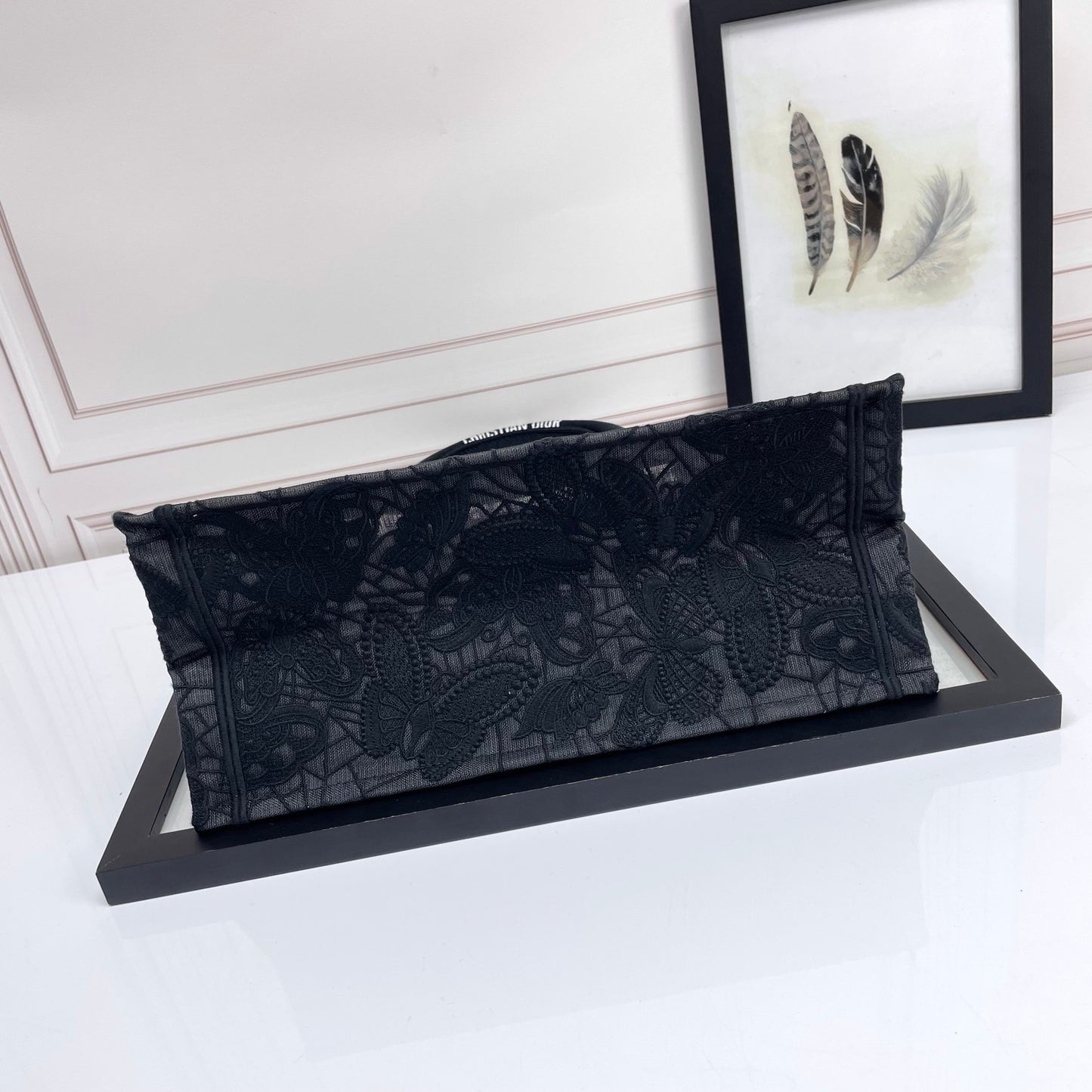 Christian Dior Book Tote Black Embroidered Canvas Bag