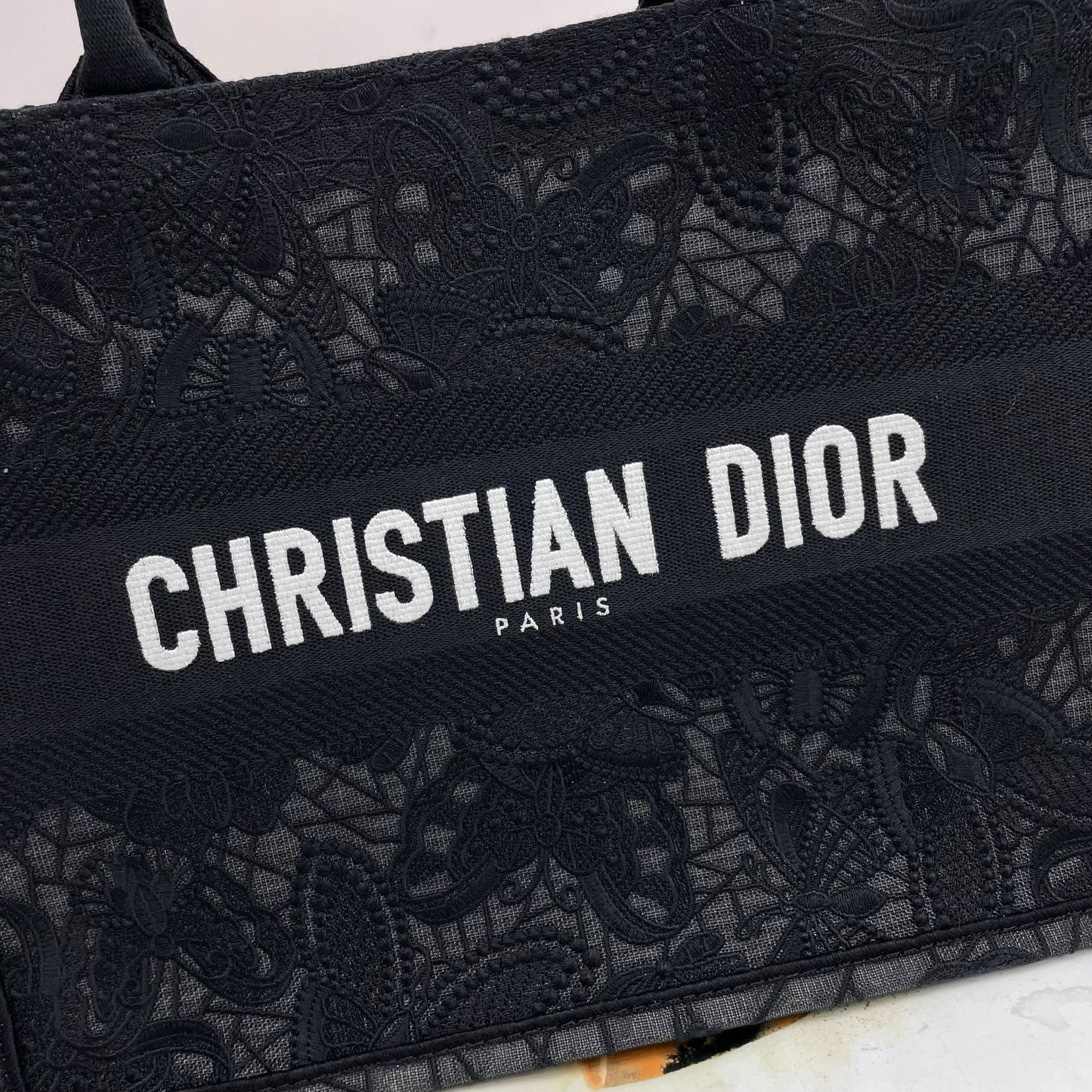 Christian Dior Book Tote Black Embroidered Canvas Bag