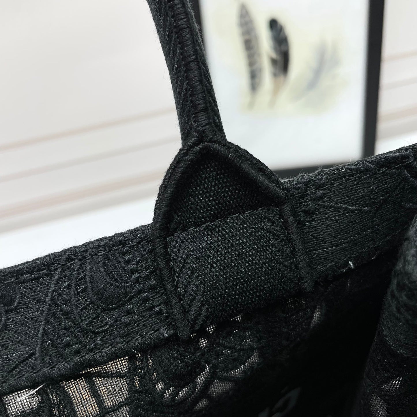 Christian Dior Medium Book Tote - Black Embroidered Canvas Handbag