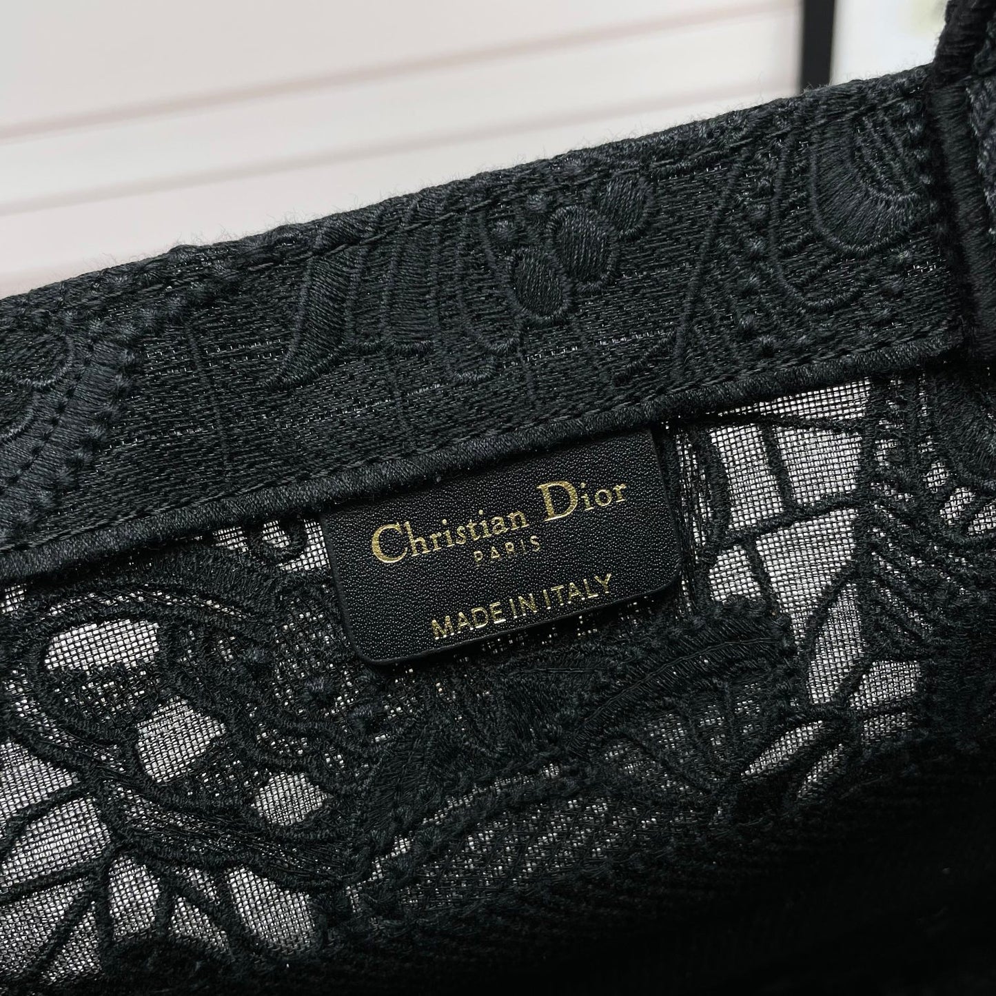 Christian Dior Medium Book Tote - Black Embroidered Canvas Handbag