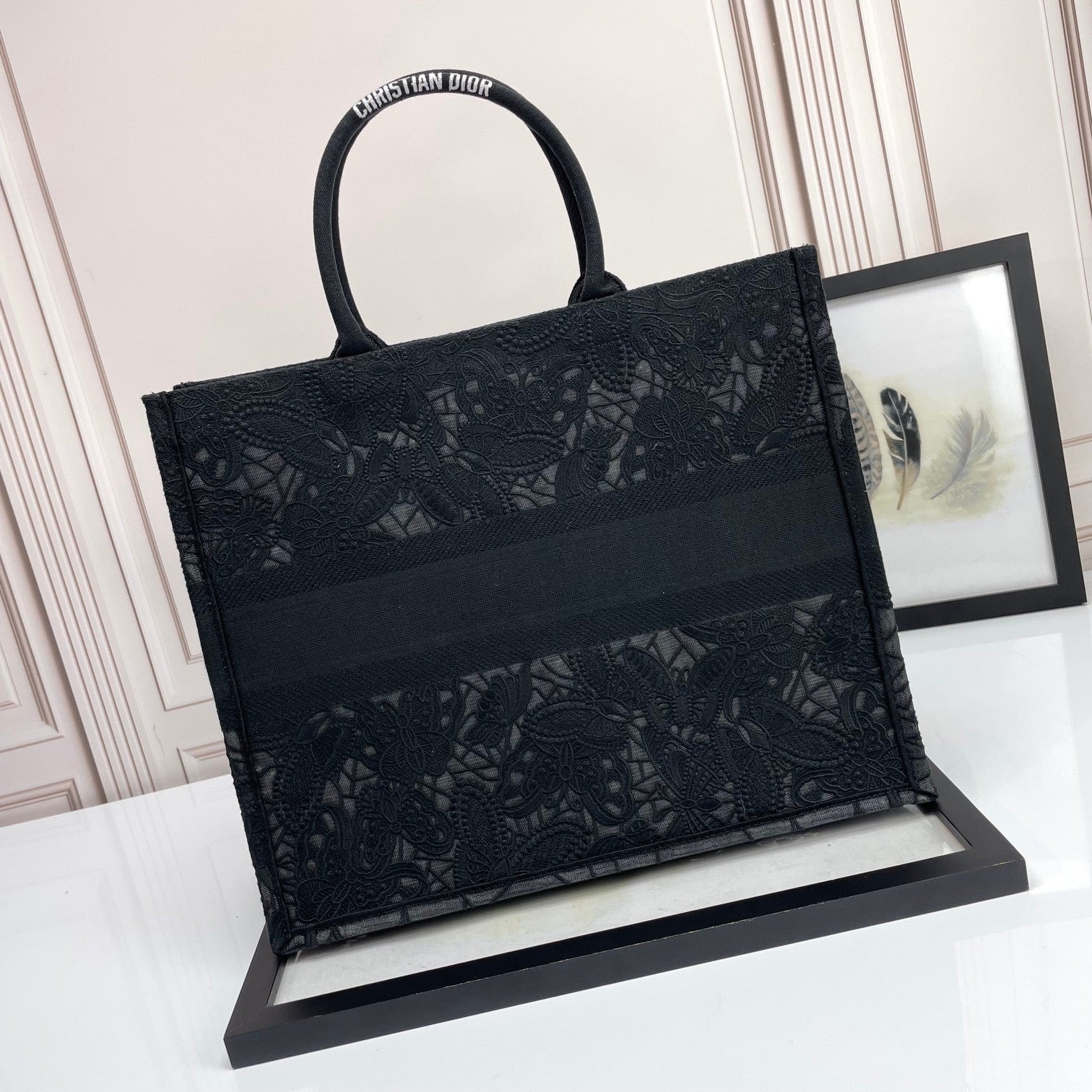 Christian Dior Book Tote Black Butterfly Embroidered Canvas Bag