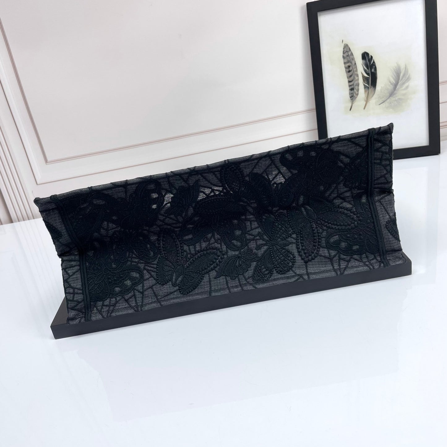 Christian Dior Book Tote Black Butterfly Embroidered Canvas Bag