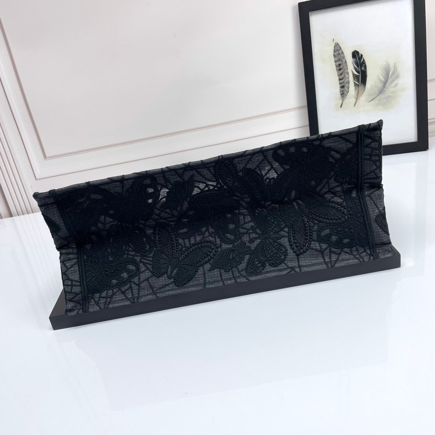 Christian Dior Black Butterfly Embroidered Book Tote Bag