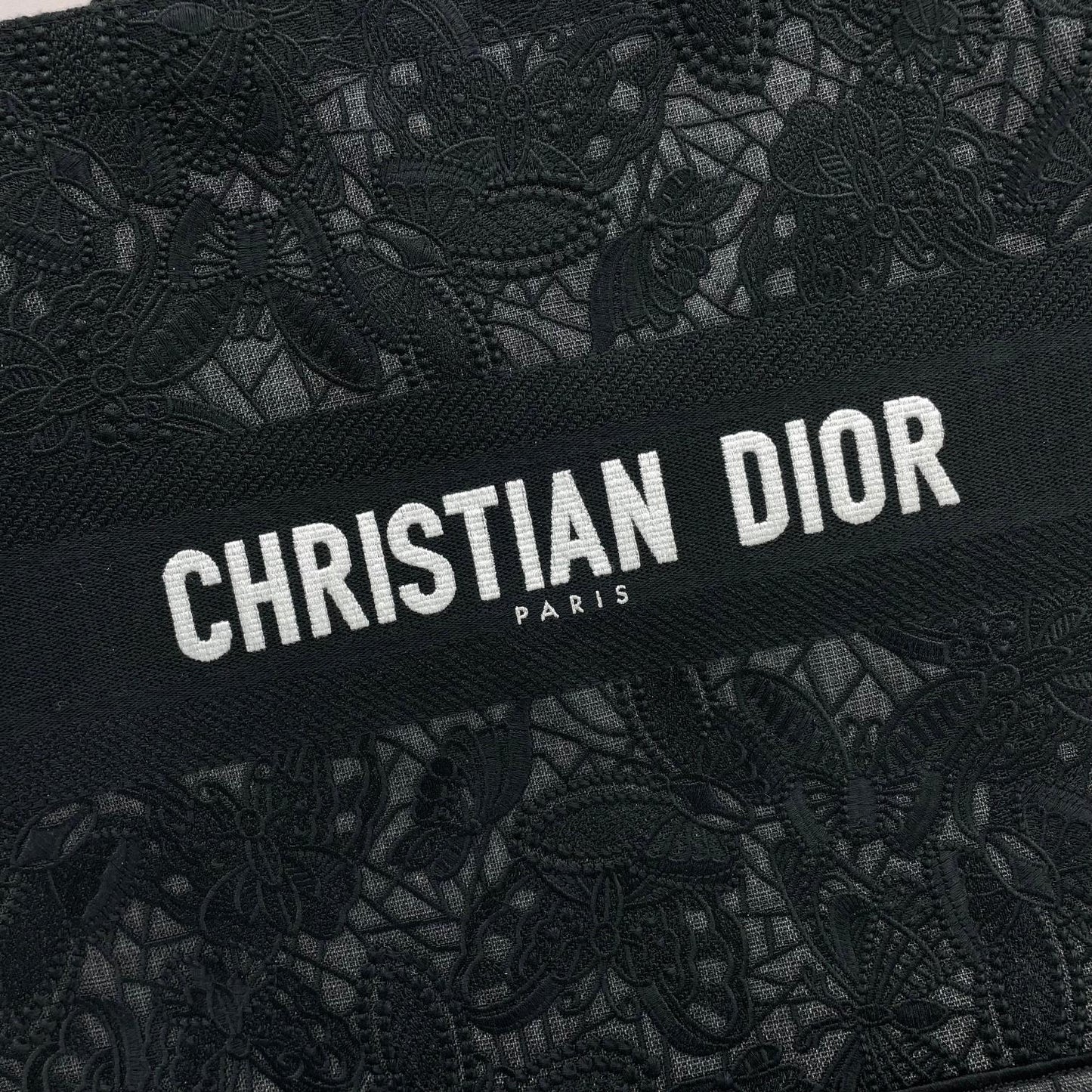 Christian Dior Black Butterfly Embroidered Book Tote Bag