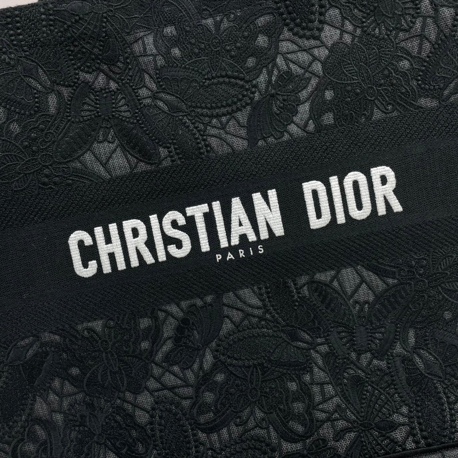 Christian Dior Black Butterfly Embroidered Book Tote Bag