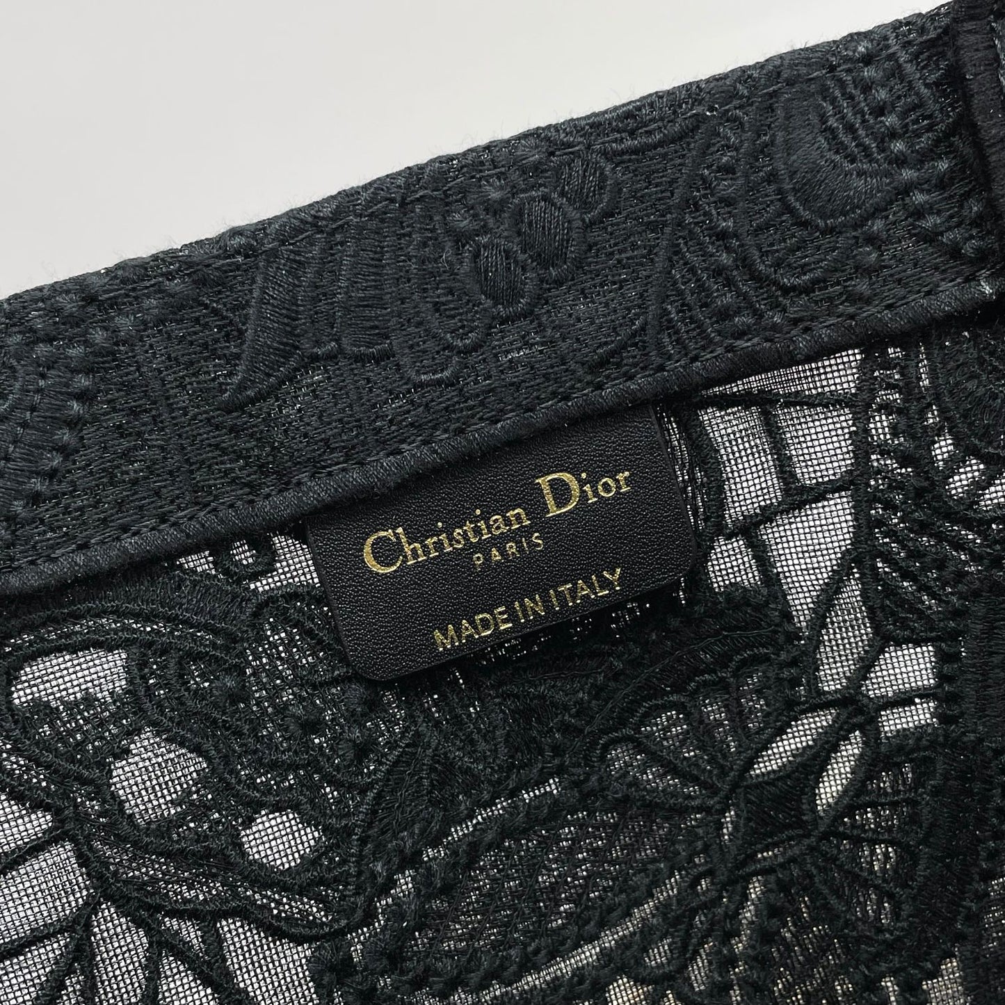 Christian Dior Black Butterfly Embroidered Book Tote Bag