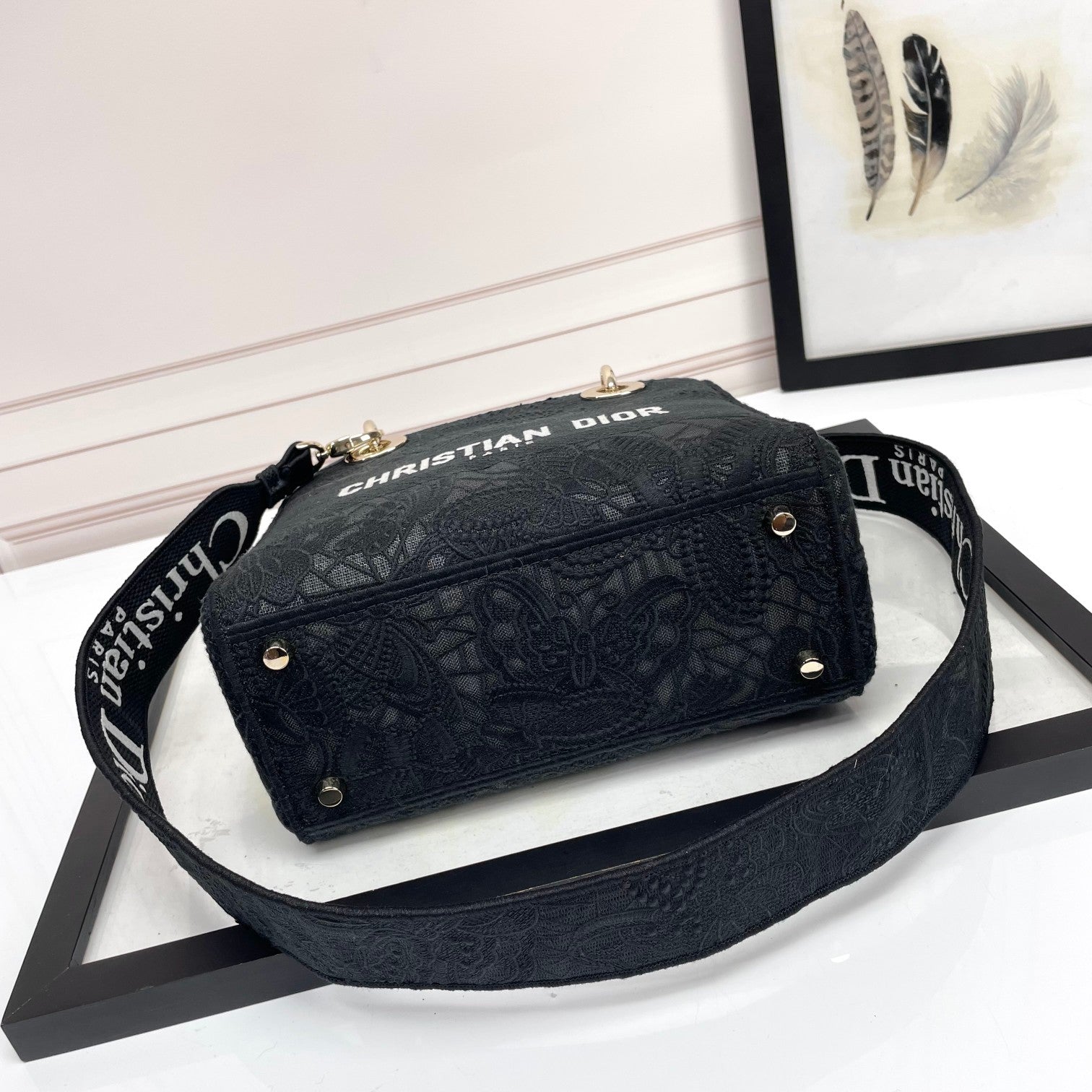 Christian Dior Medium Lady D-Lite Bag - Black Cannage Embroidery
