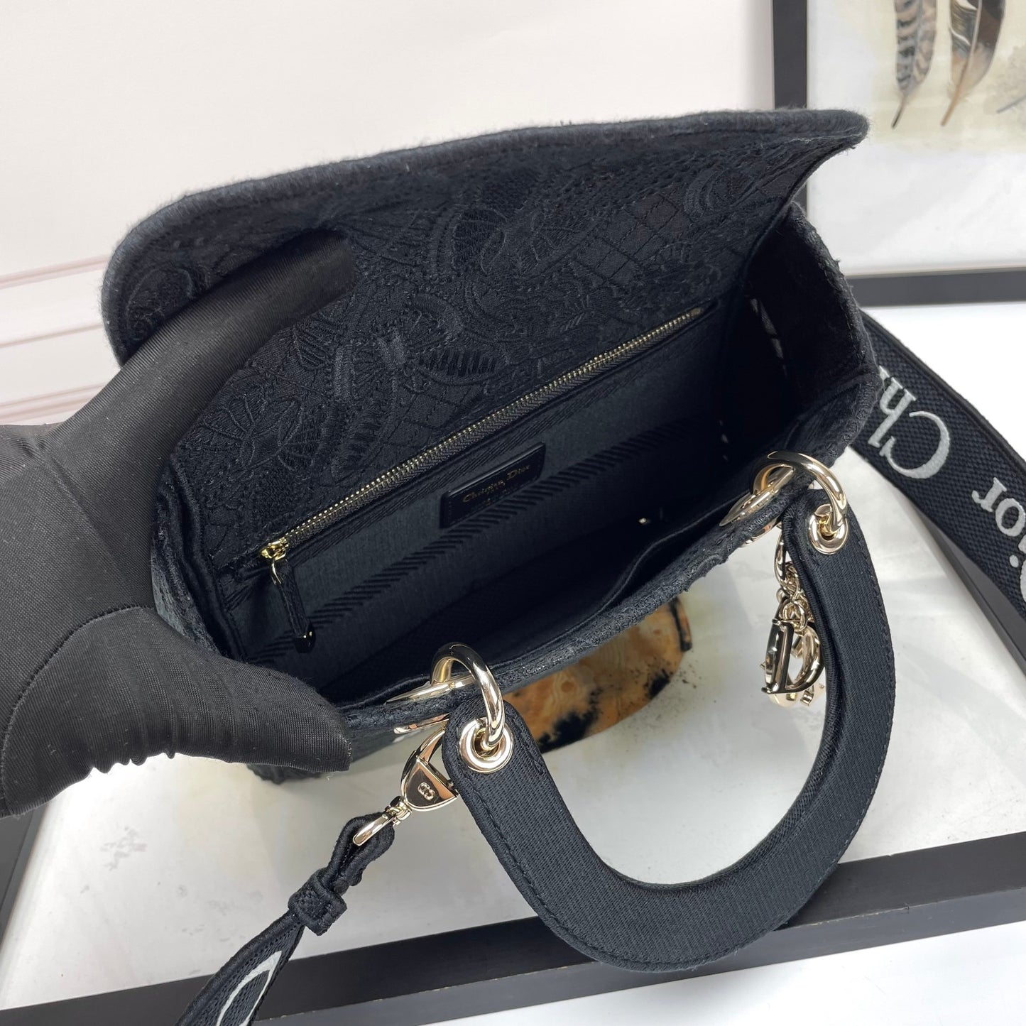 Christian Dior Medium Lady D-Lite Bag - Black Cannage Embroidery