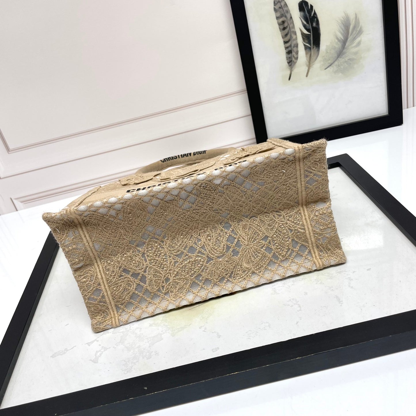 Christian Dior Medium Book Tote - Beige Butterfly Embroidered Canvas Bag