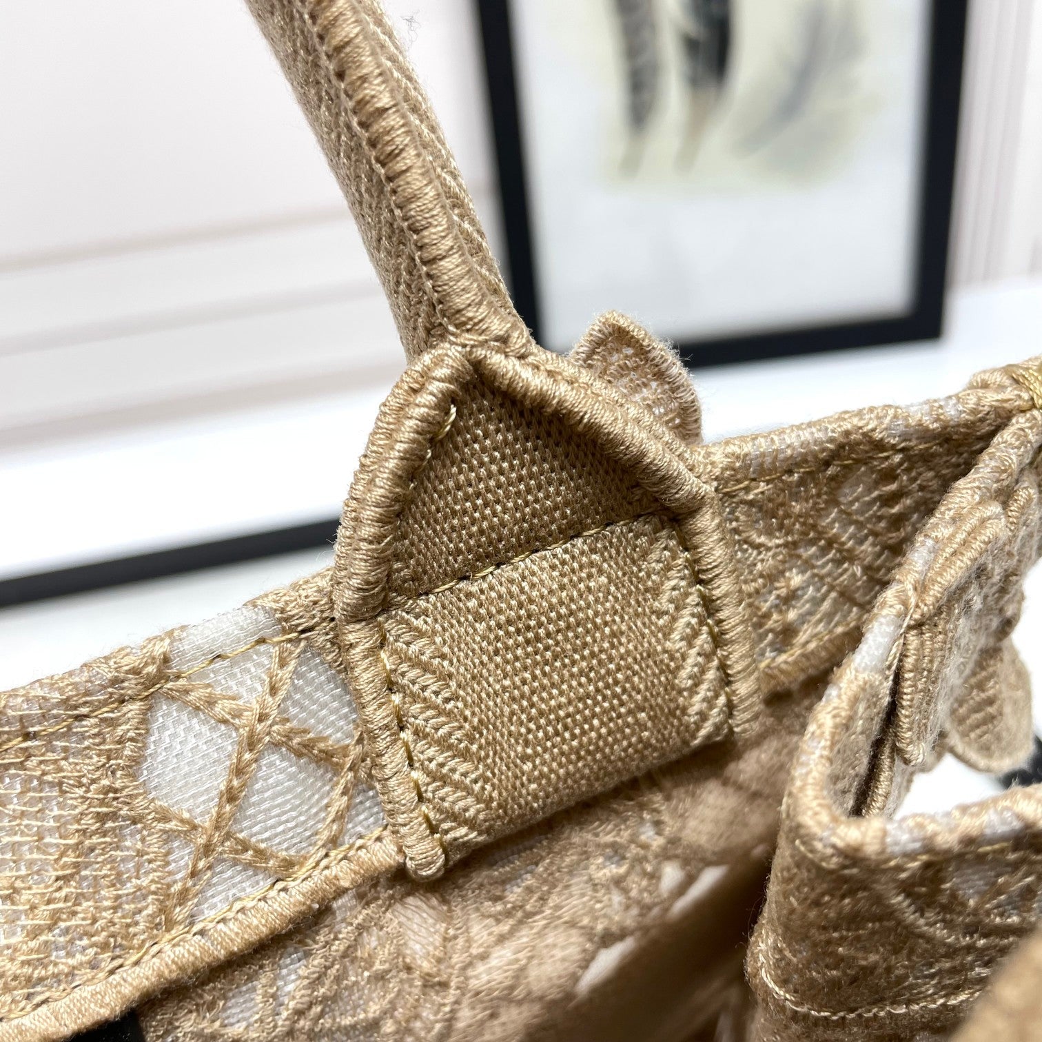 Christian Dior Beige Butterfly Appliqué Book Tote Bag