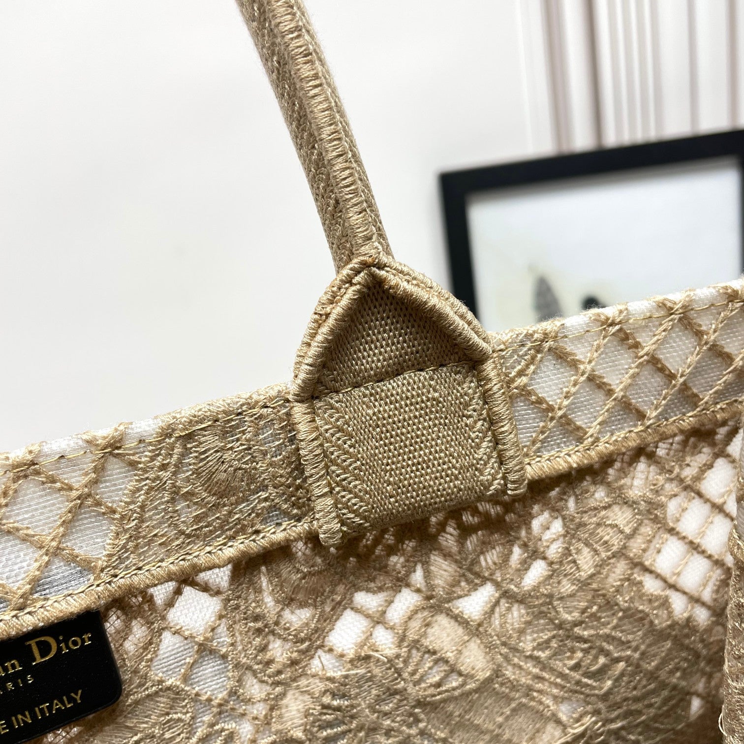 Christian Dior Butterfly Embroidered Book Tote Bag - Beige Canvas