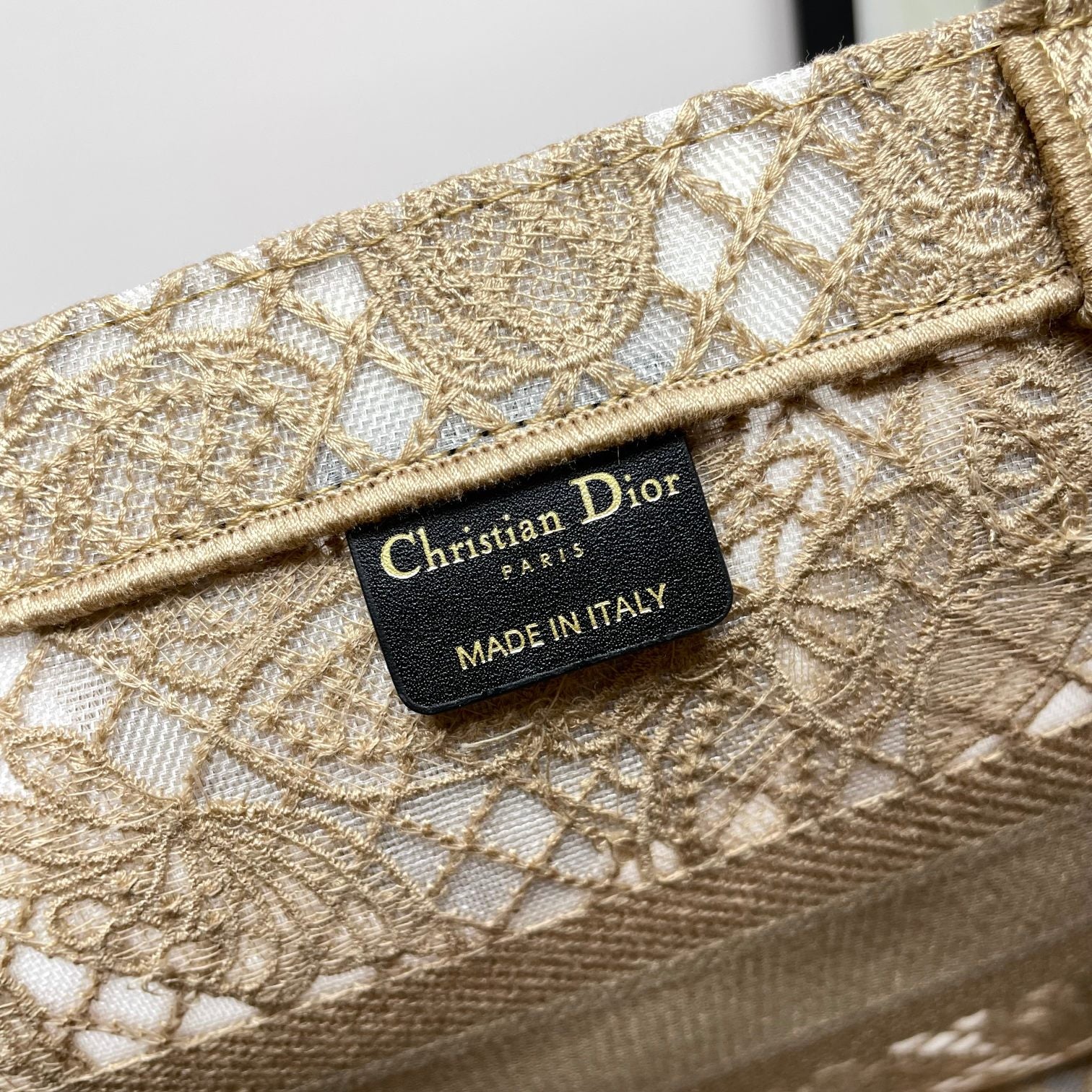 Christian Dior Medium Book Tote Bag with Butterfly Embroidery - Beige Canvas