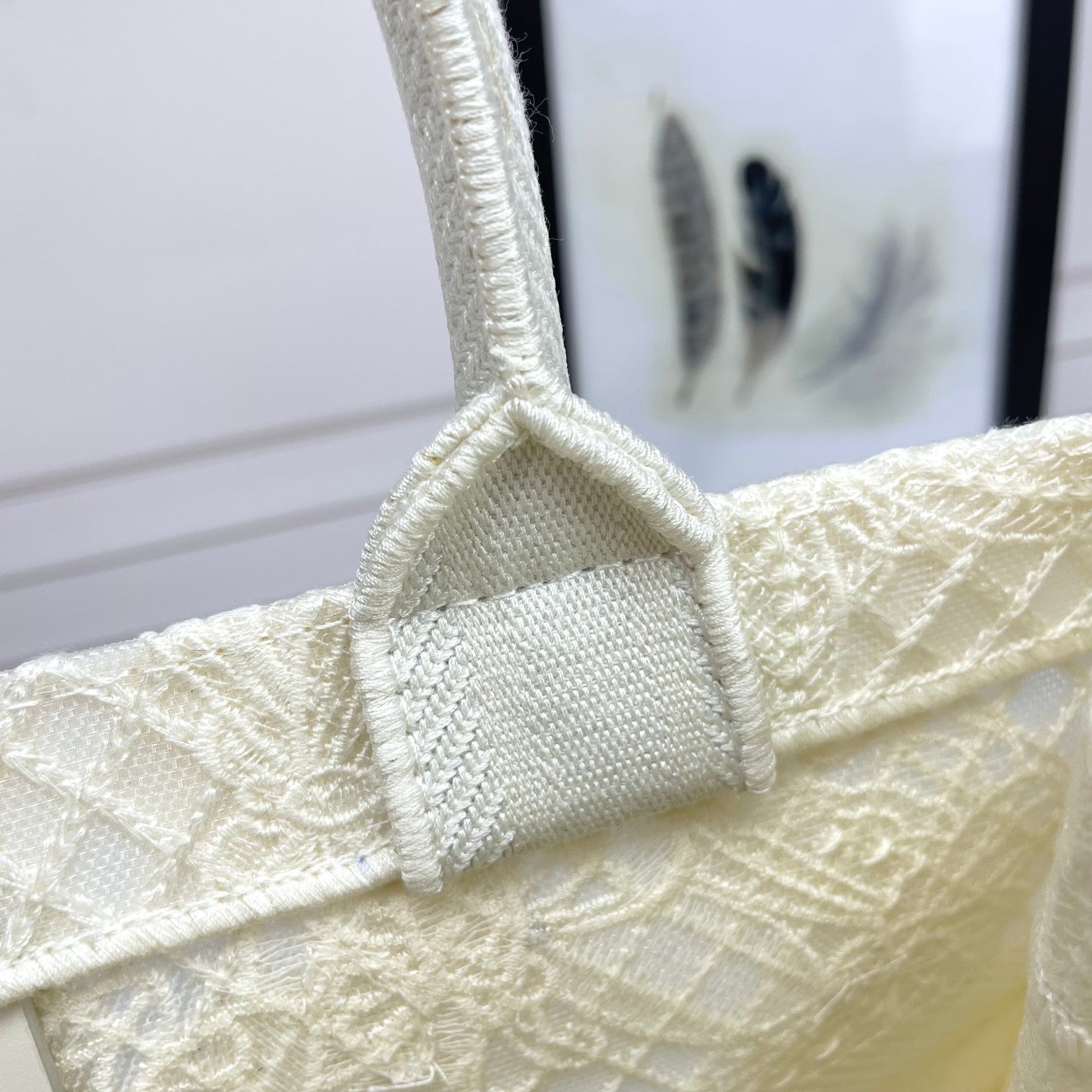 Christian Dior White Canvas Book Tote Bag with 3D Butterfly Embroidery