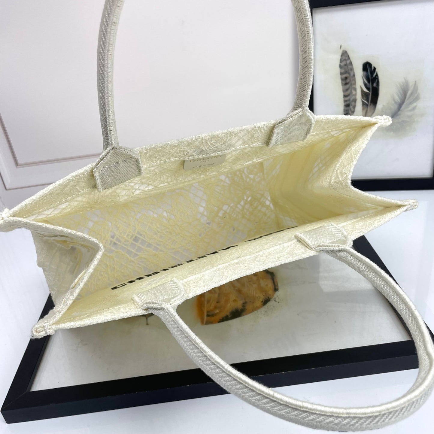 Christian Dior Medium Book Tote - White Butterfly Embroidery Canvas