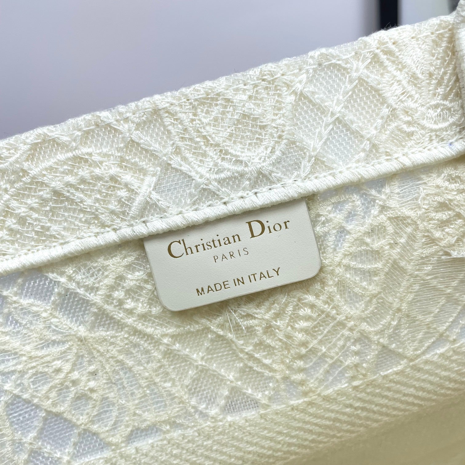 Christian Dior Medium Book Tote - White Butterfly Embroidery Canvas