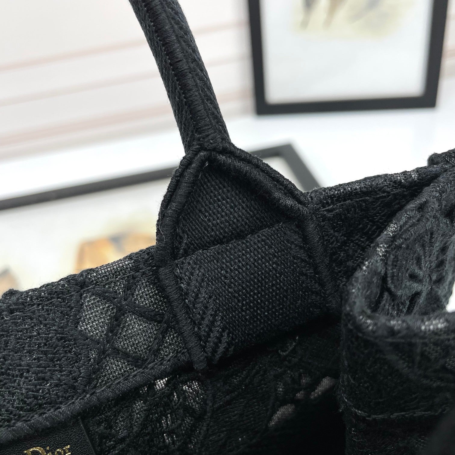 Christian Dior Small Book Tote Bag in Black Embroidered Canvas with Butterflies