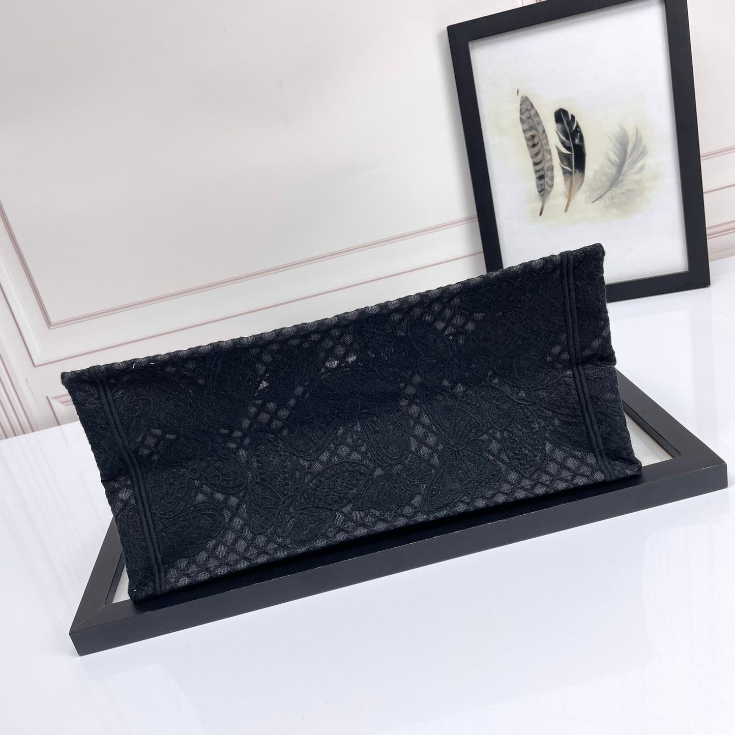 Christian Dior Black Embroidered Butterfly Book Tote Bag