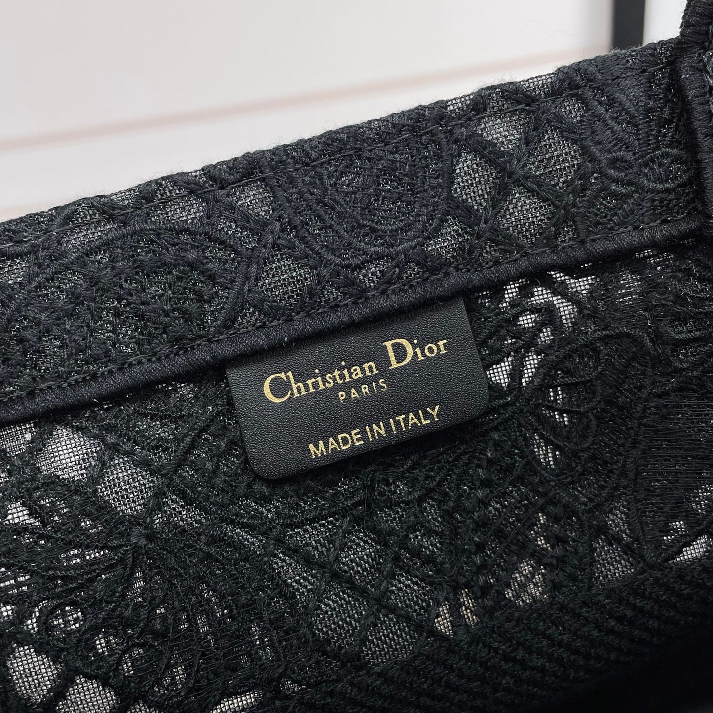 Dior Black Butterfly Embroidered Canvas Tote Bag with Top Handles