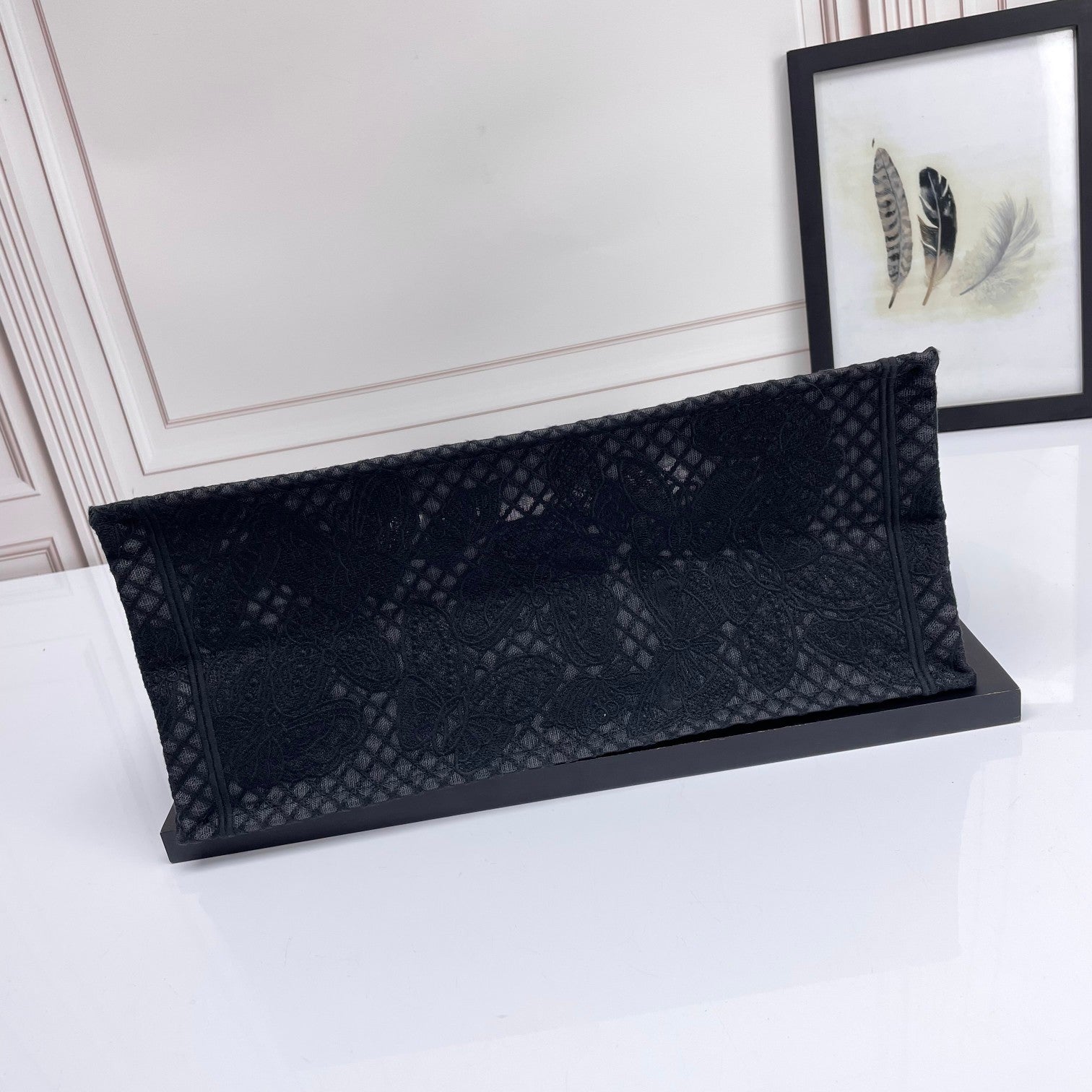 Christian Dior Black Butterfly Embroidered Book Tote Bag