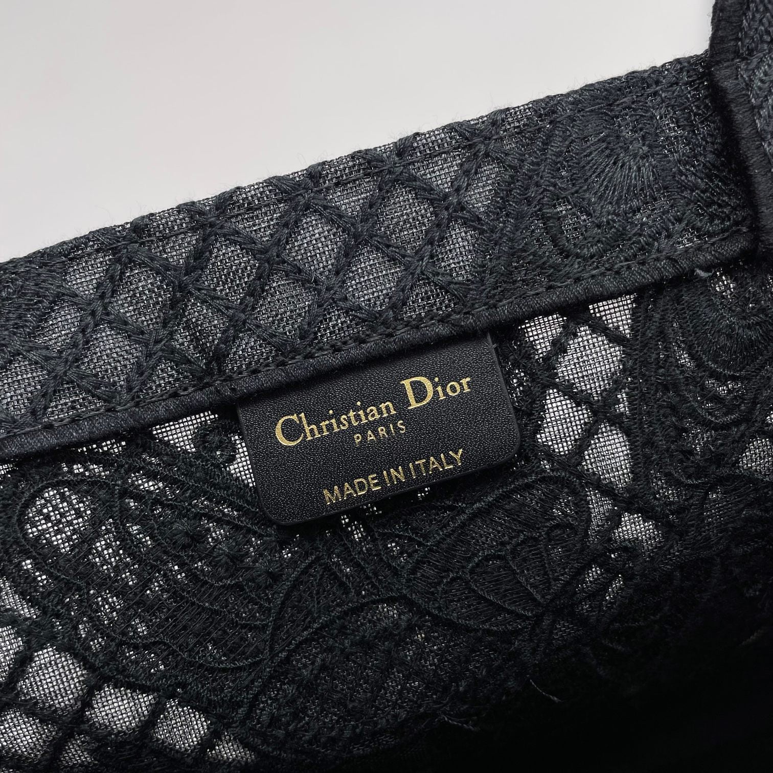 Christian Dior Black Butterfly Embroidered Book Tote Bag