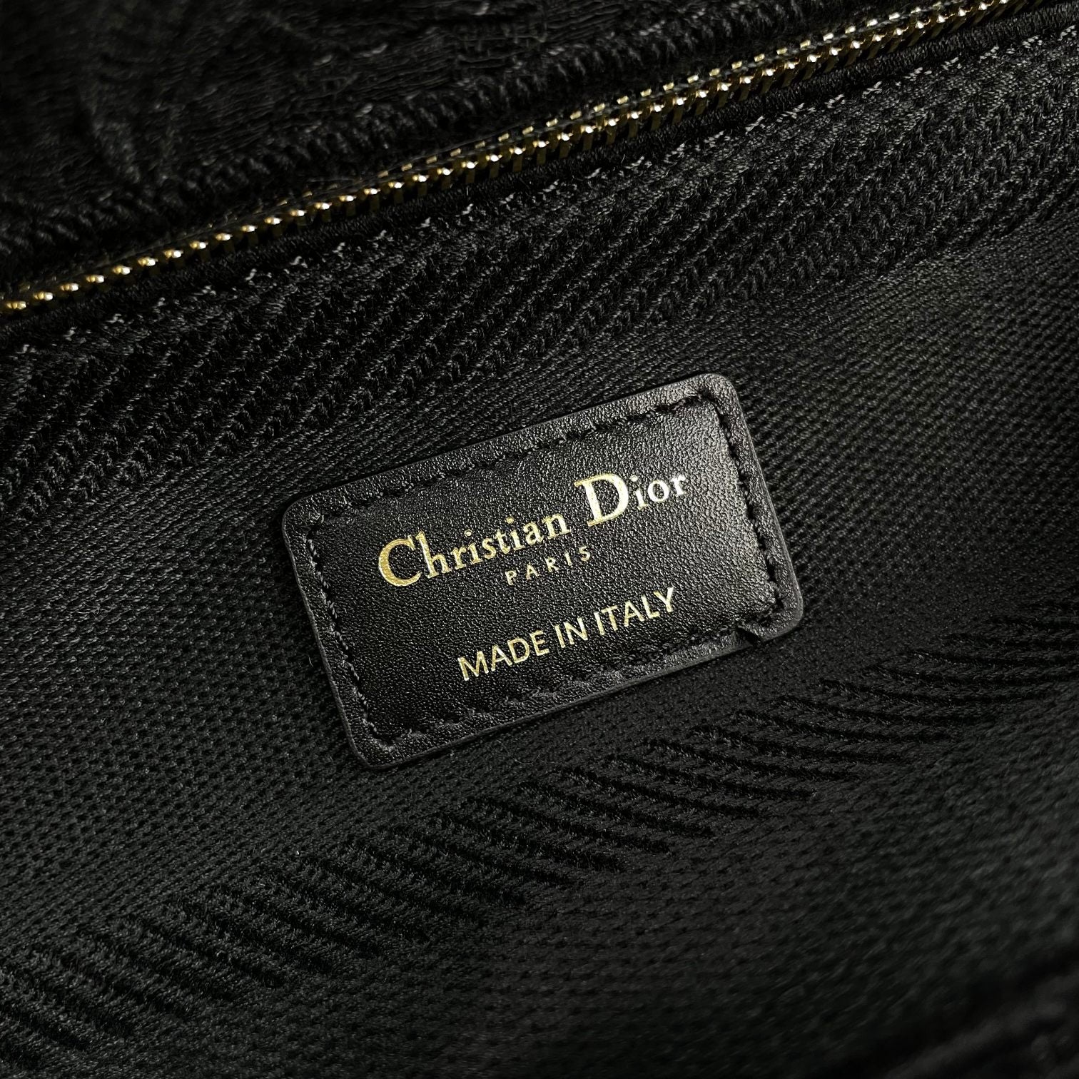 Christian Dior Black Lady D-Lite Embroidered Canvas Bag