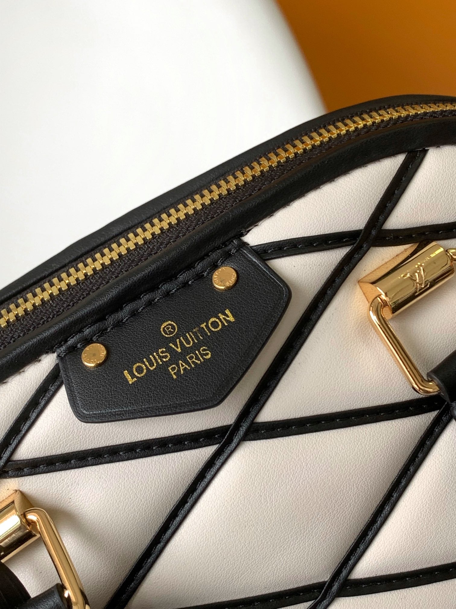 Louis Vuitton Alma BB Malletage Handbag - White and Black Leather