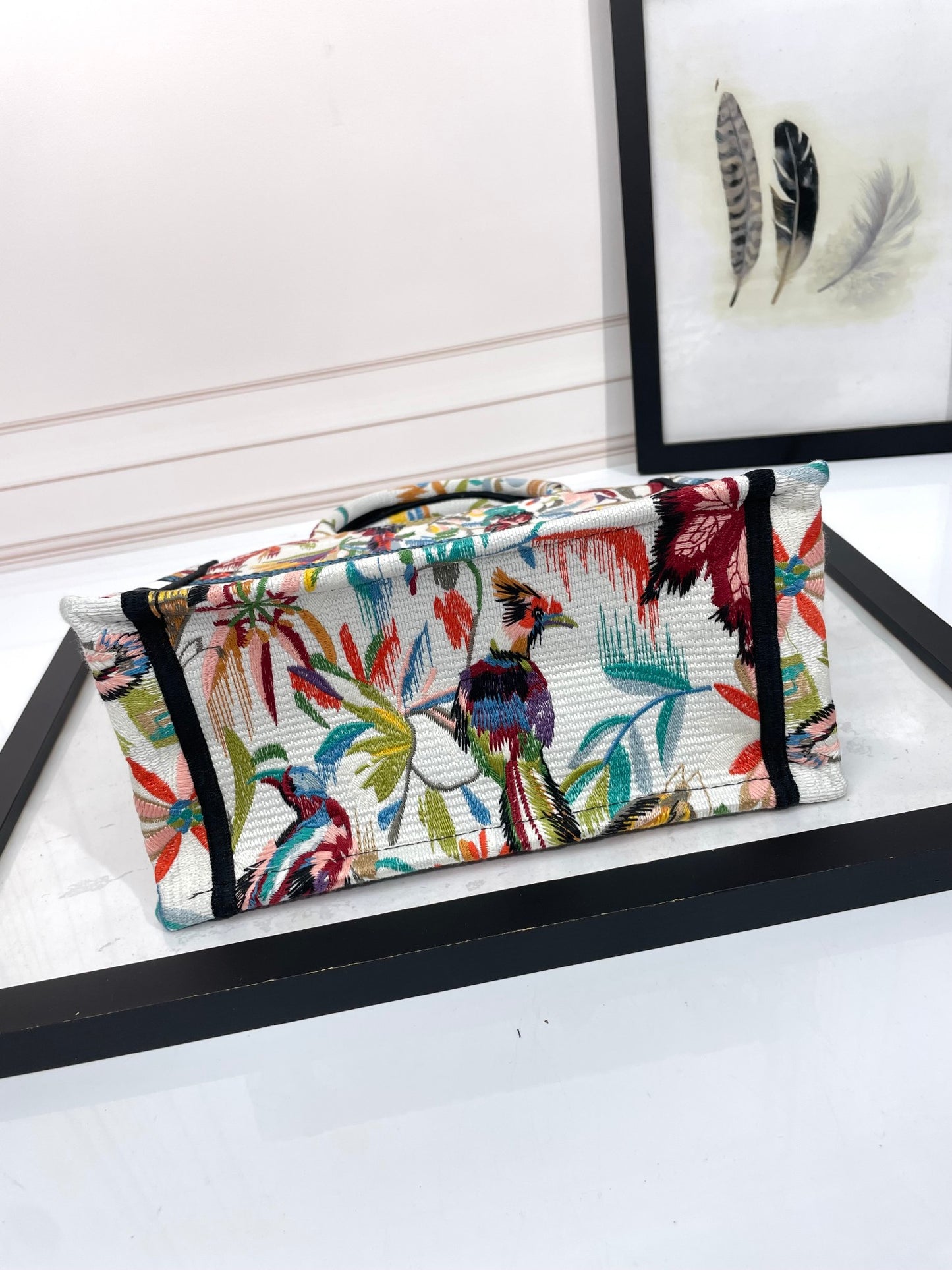 Christian Dior Medium Book Tote Bag - Tropical Floral Embroidered Canvas