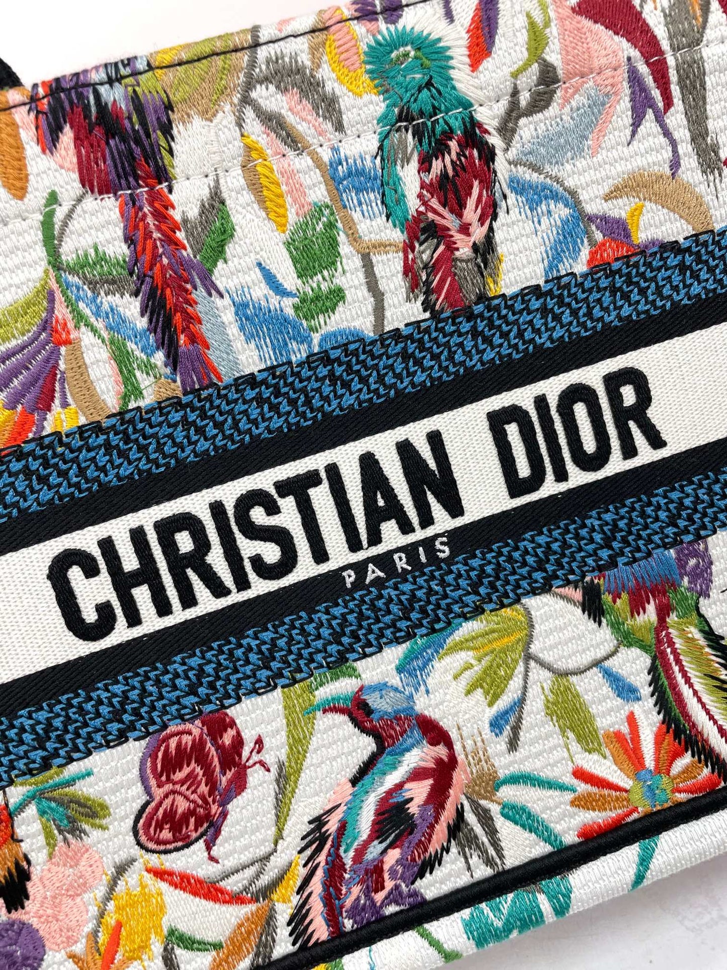 Christian Dior Medium Book Tote Bag - Tropical Floral Embroidered Canvas