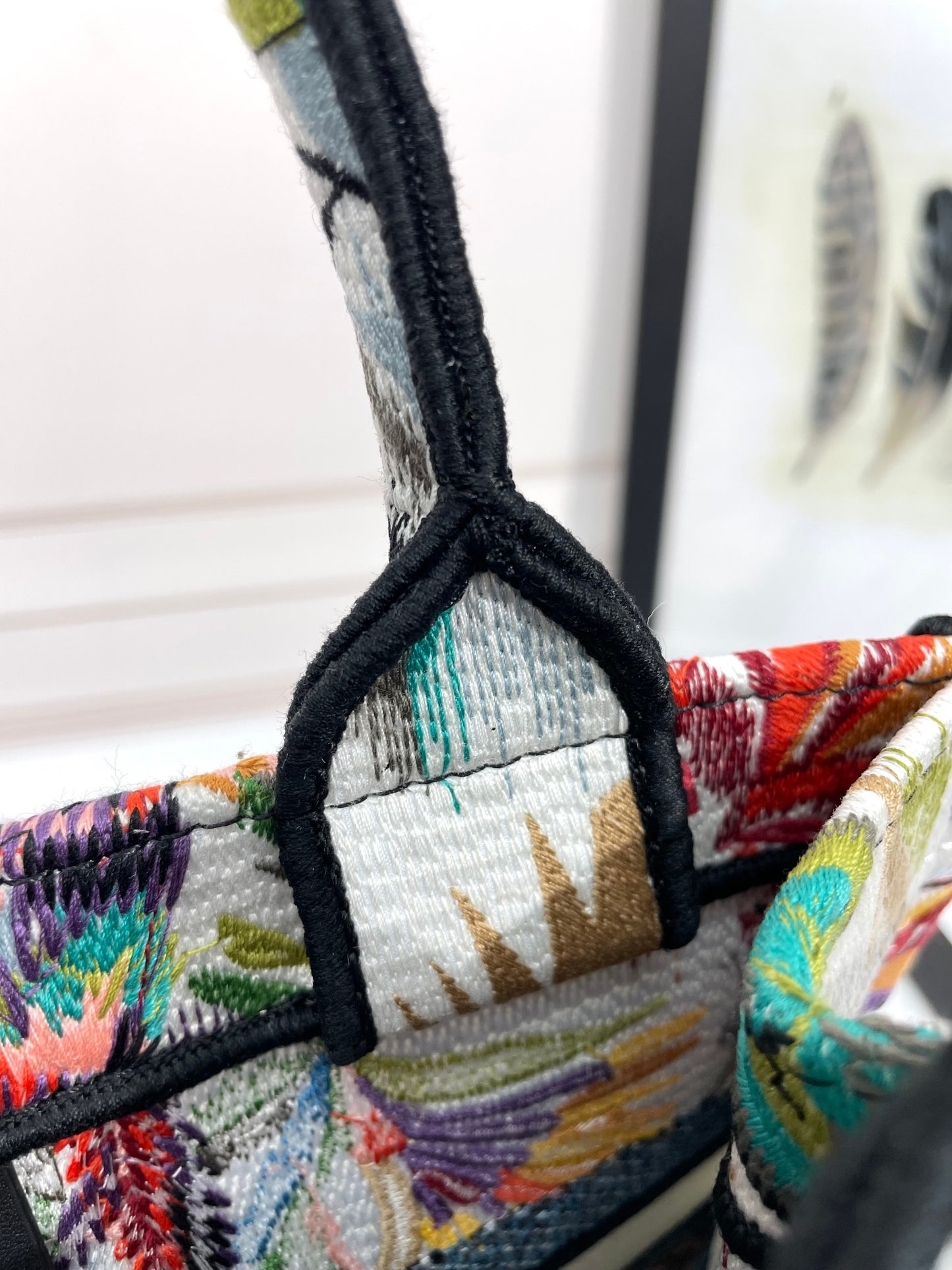 Dior Colorful Tropical Floral Print Canvas Top Handle Tote Bag