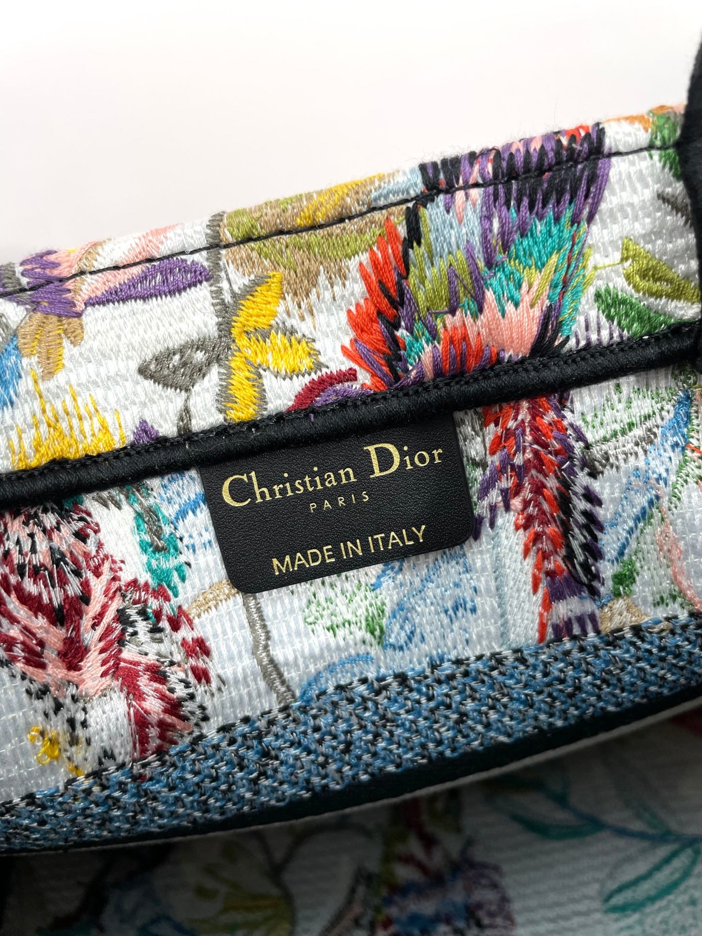 Christian Dior Medium Book Tote Bag - Tropical Floral Embroidered Canvas