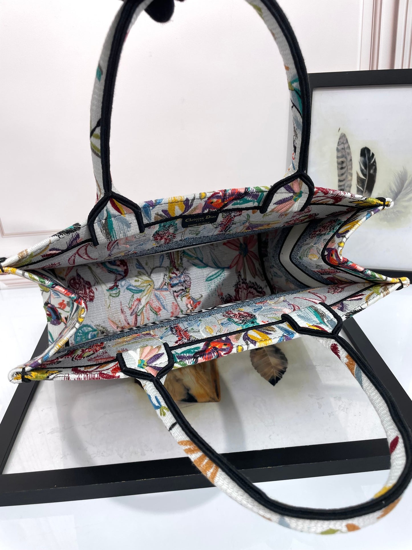 Christian Dior Large Book Tote - Butterfly & Floral Embroidery Canvas Handbag