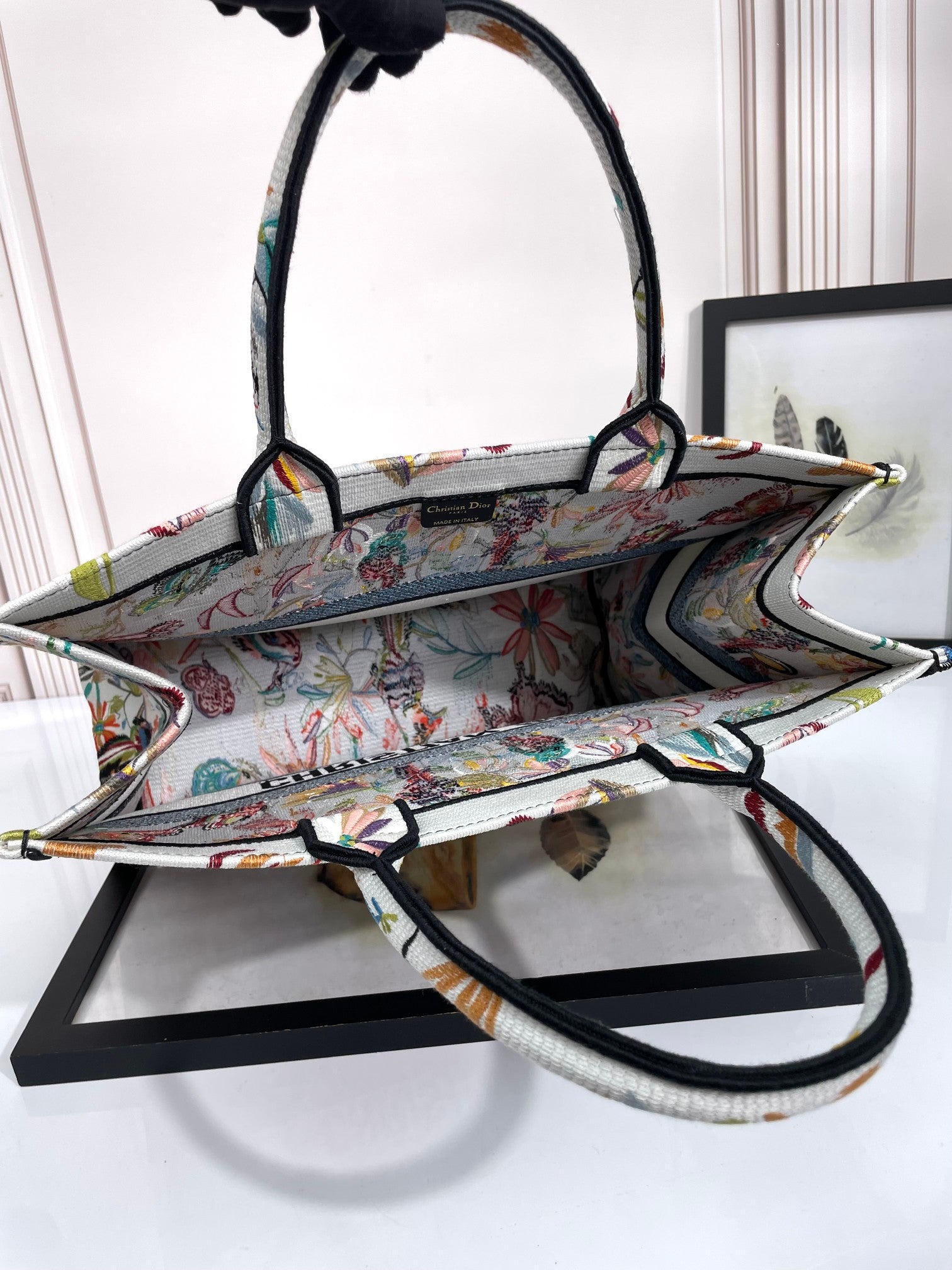 Christian Dior Medium Book Tote with Butterfly Embroidery - Multicolor