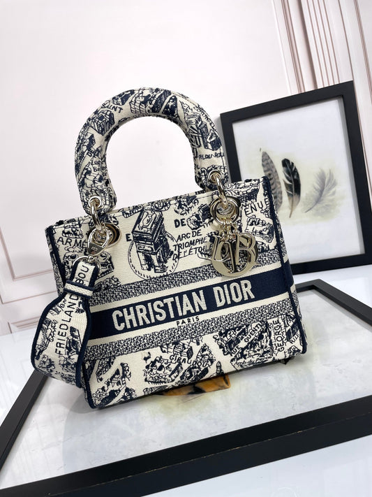 Christian Dior Lady D-Lite Bag - Blue Toile de Jouy Reverse Embroidery