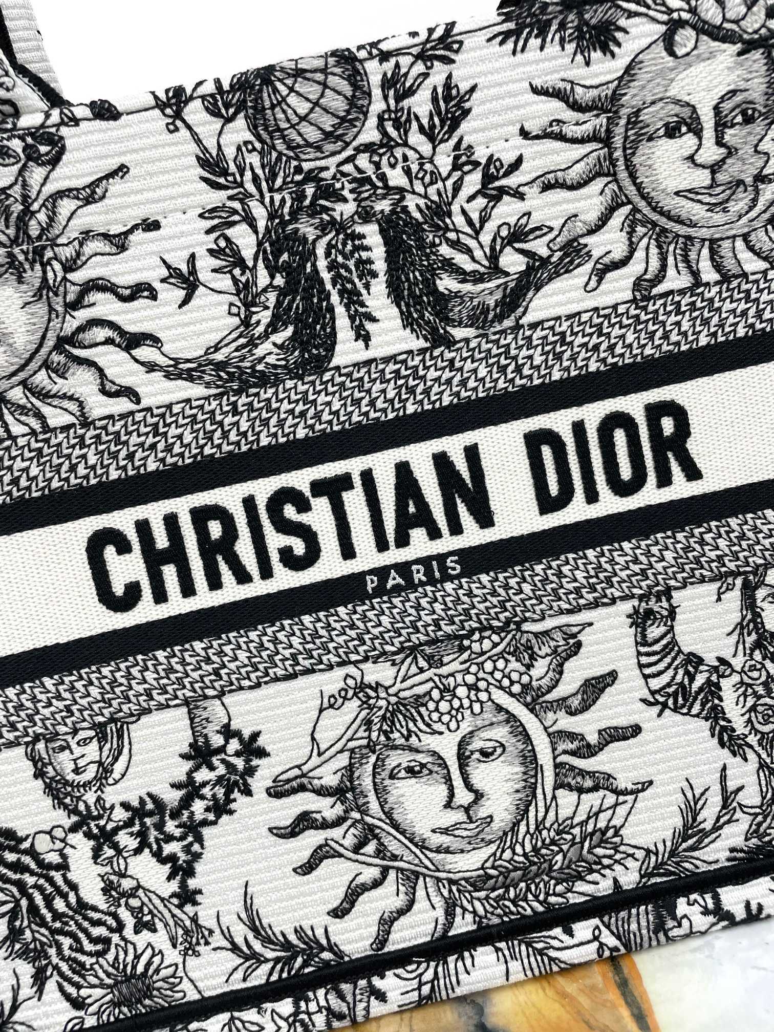 Christian Dior Book Tote Sun Print Canvas Handbag - Black & White