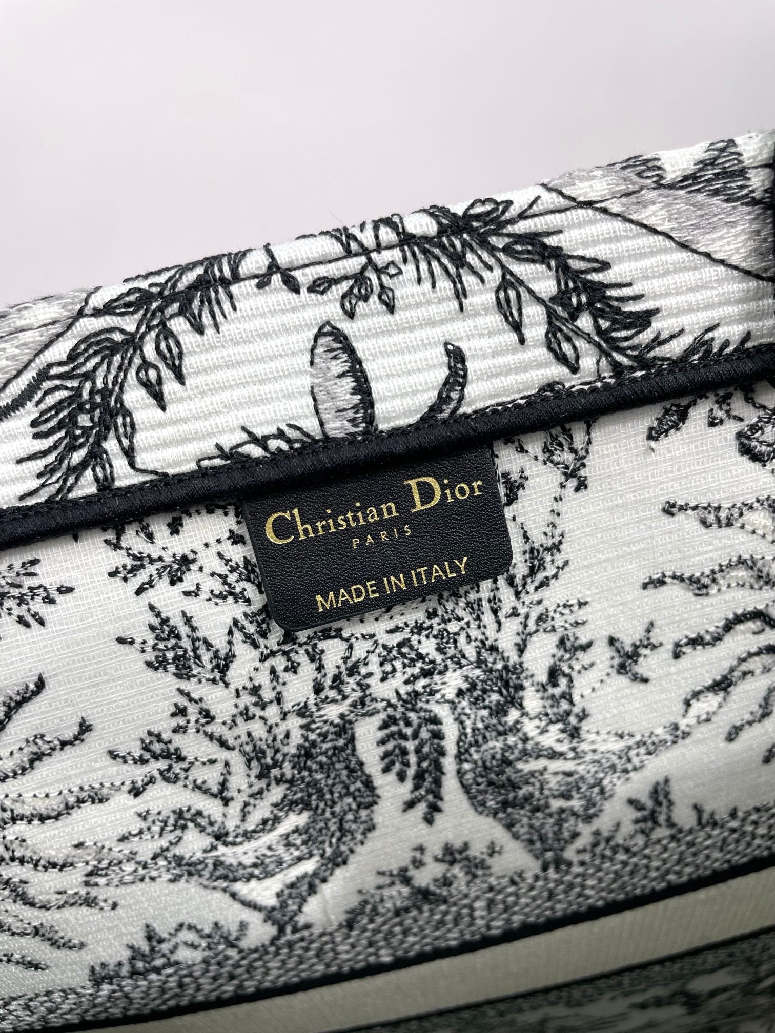Christian Dior Book Tote Sun Print Canvas Handbag - Black & White