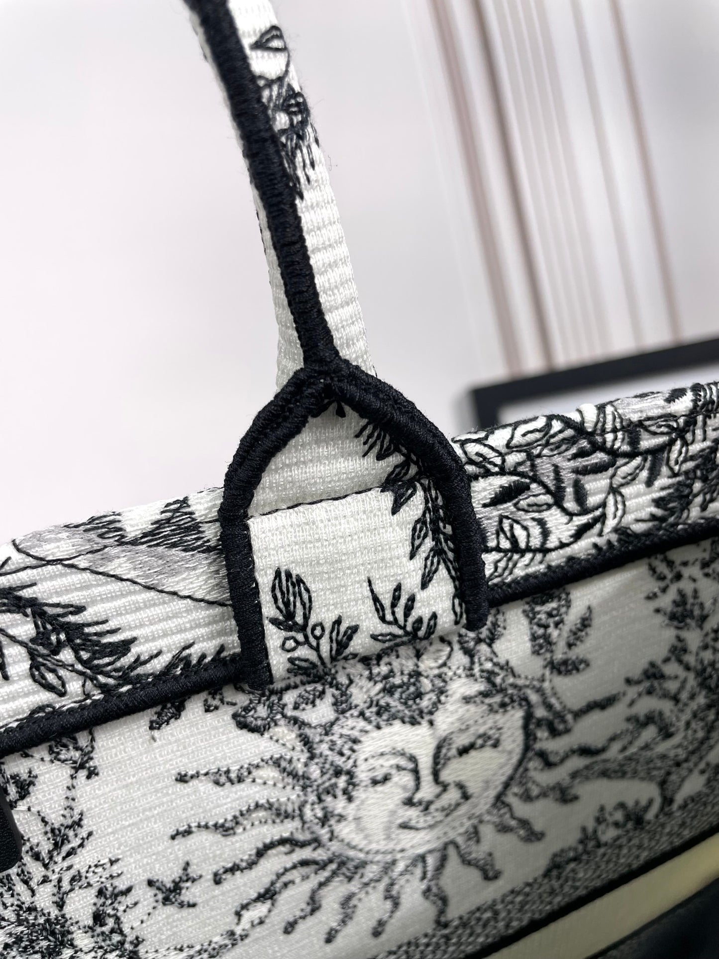 Christian Dior Large Book Tote Black and White Zodiac Embroidery