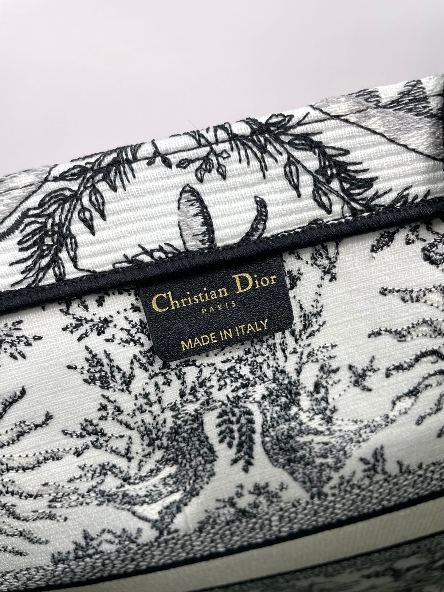 Christian Dior Large Book Tote Black and White Zodiac Embroidery