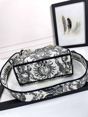 Christian Dior Medium Lady D-Lite Bag with Embroidered Sun and Star Pattern