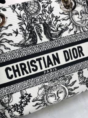 Christian Dior Medium Lady D-Lite Bag with Embroidered Sun and Star Pattern