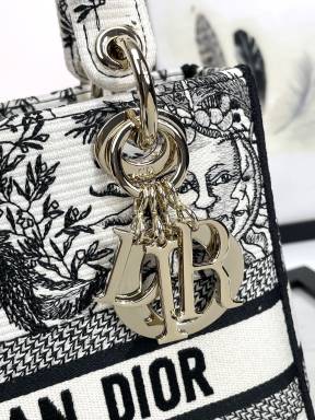 Christian Dior Medium Lady D-Lite Bag with Embroidered Sun and Star Pattern