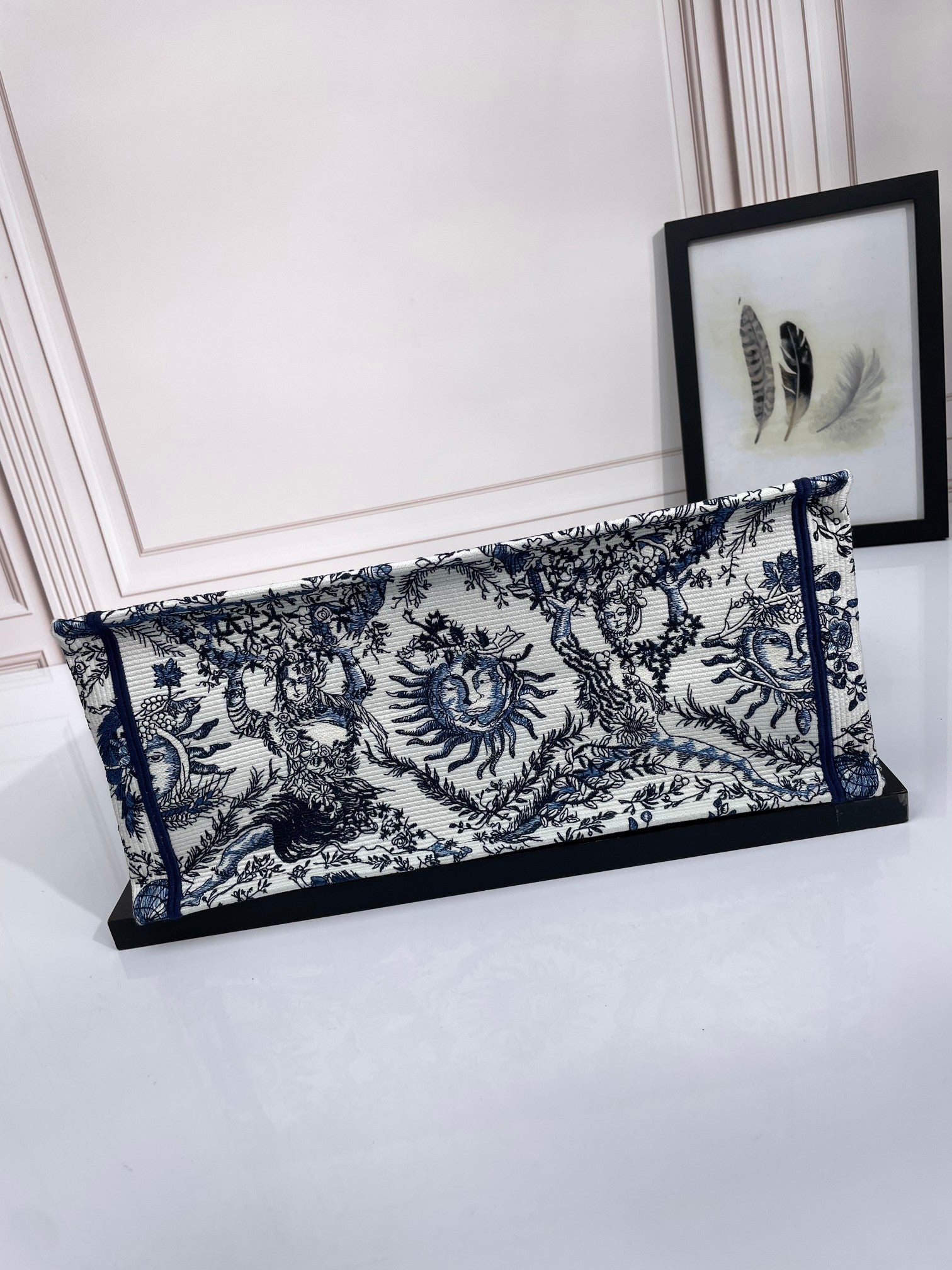 Christian Dior Large Book Tote Blue and White Celestial Zodiac Embroidered Canvas Handbag