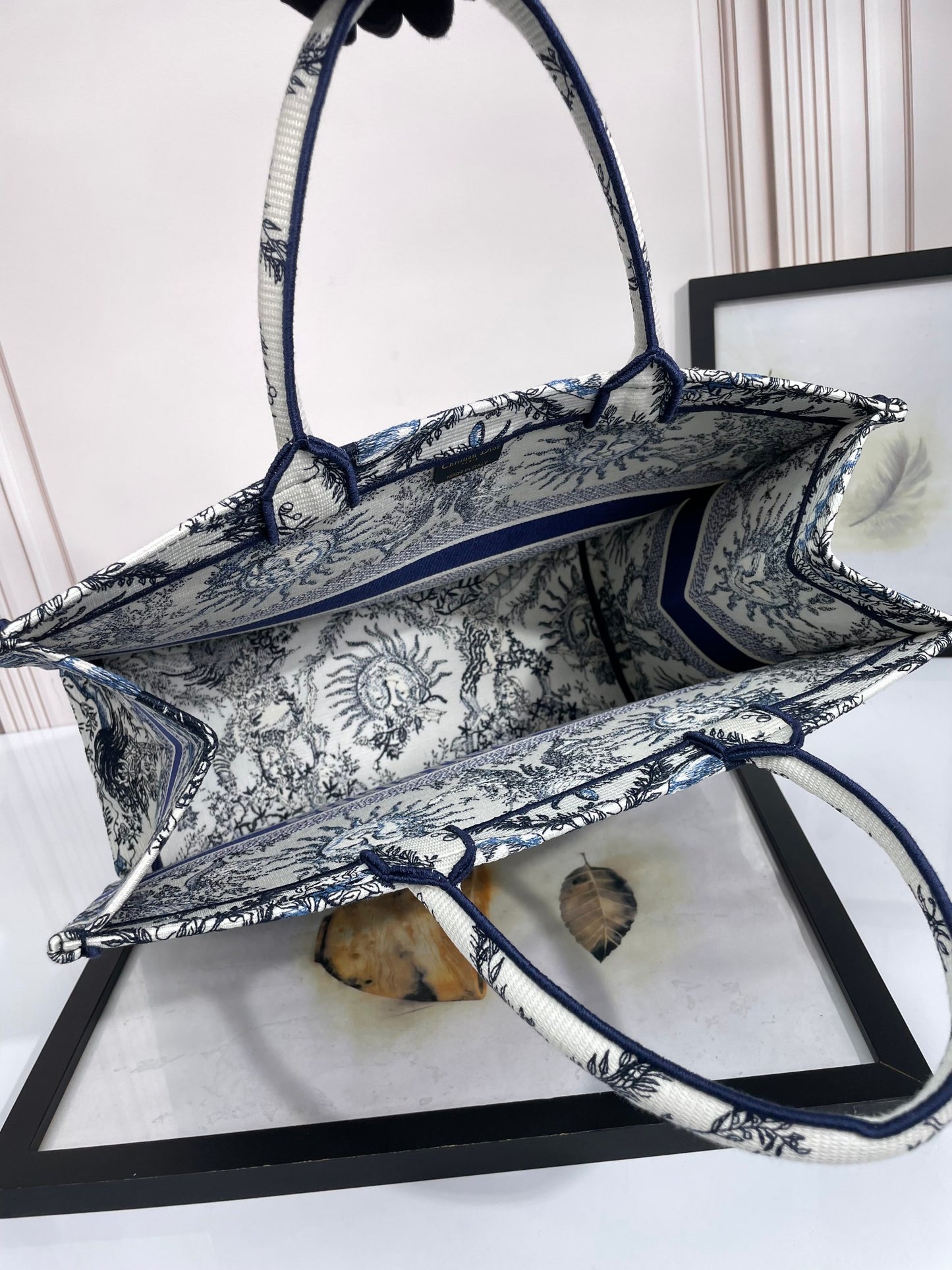 Christian Dior Book Tote Blue Toile de Jouy Soleil Embroidery Bag