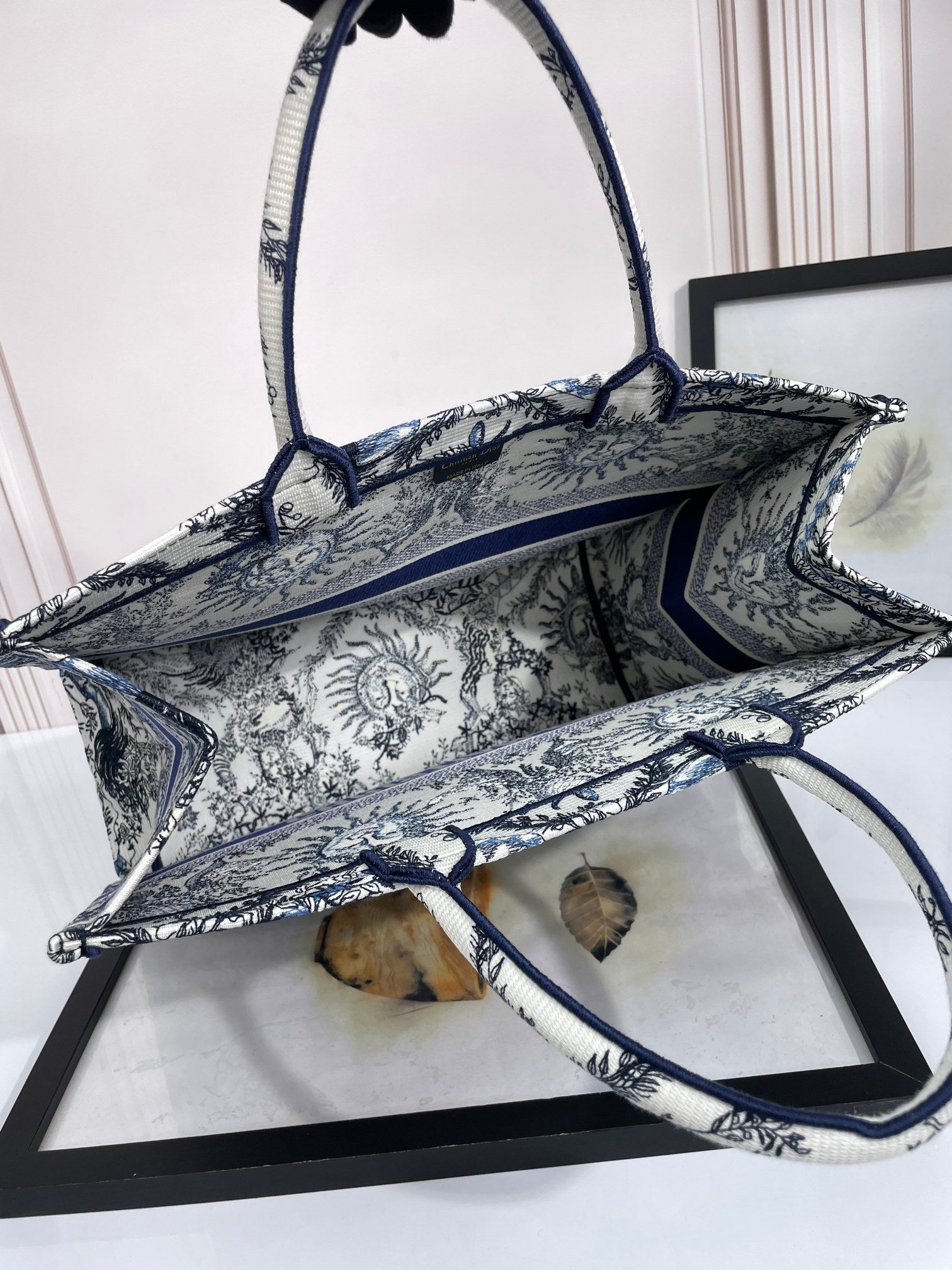 Christian Dior Book Tote Blue Toile de Jouy Soleil Embroidery Bag