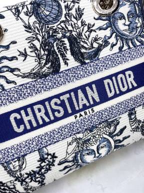 Christian Dior Medium Lady D-Lite Bag Blue Toile de Jouy Reverse Embroidery