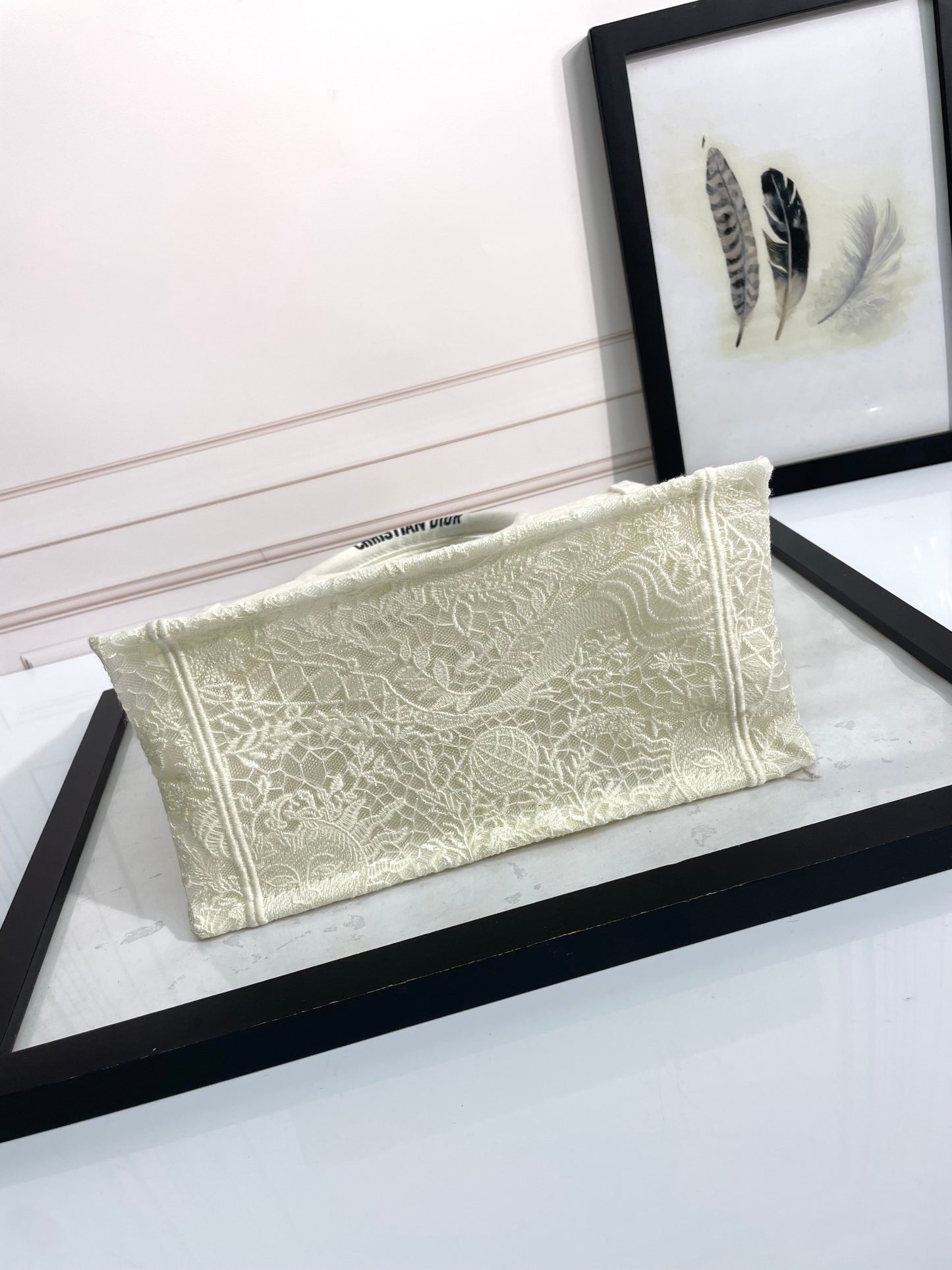 Christian Dior Medium Book Tote - Beige and White Toile de Jouy Canvas
