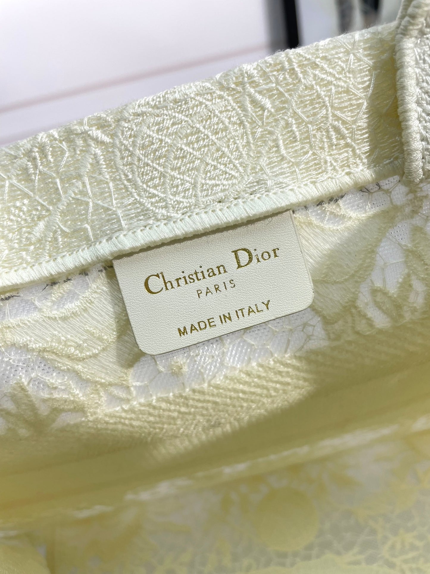 Christian Dior Medium Book Tote - Beige and White Toile de Jouy Canvas